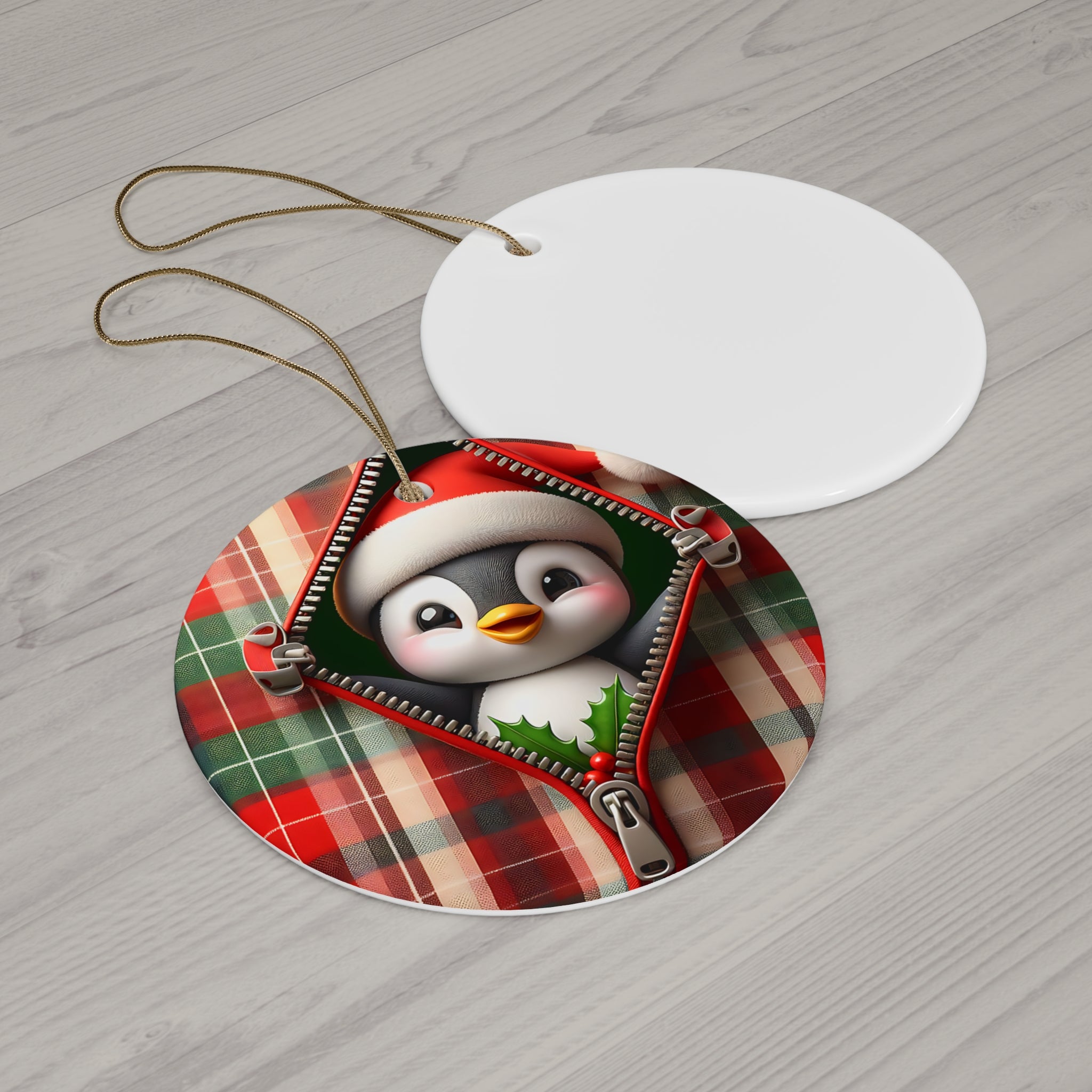 Santa Penguin Christmas Ornament