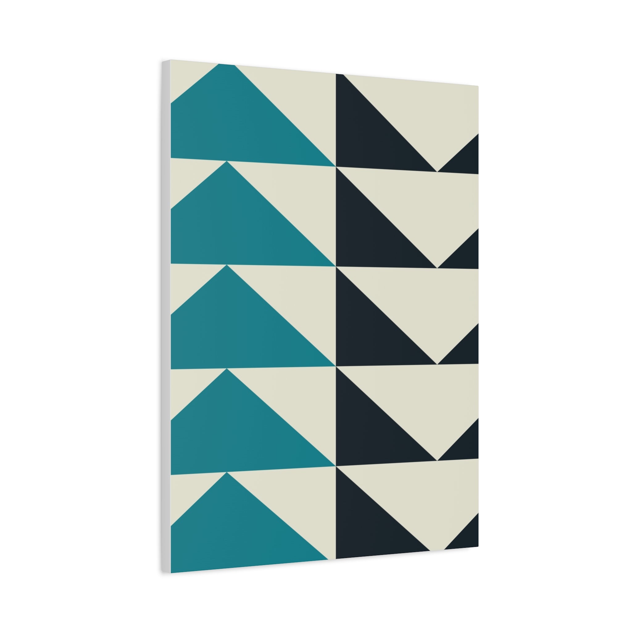 Geometric Triangle Canvas Art - Teal & Black