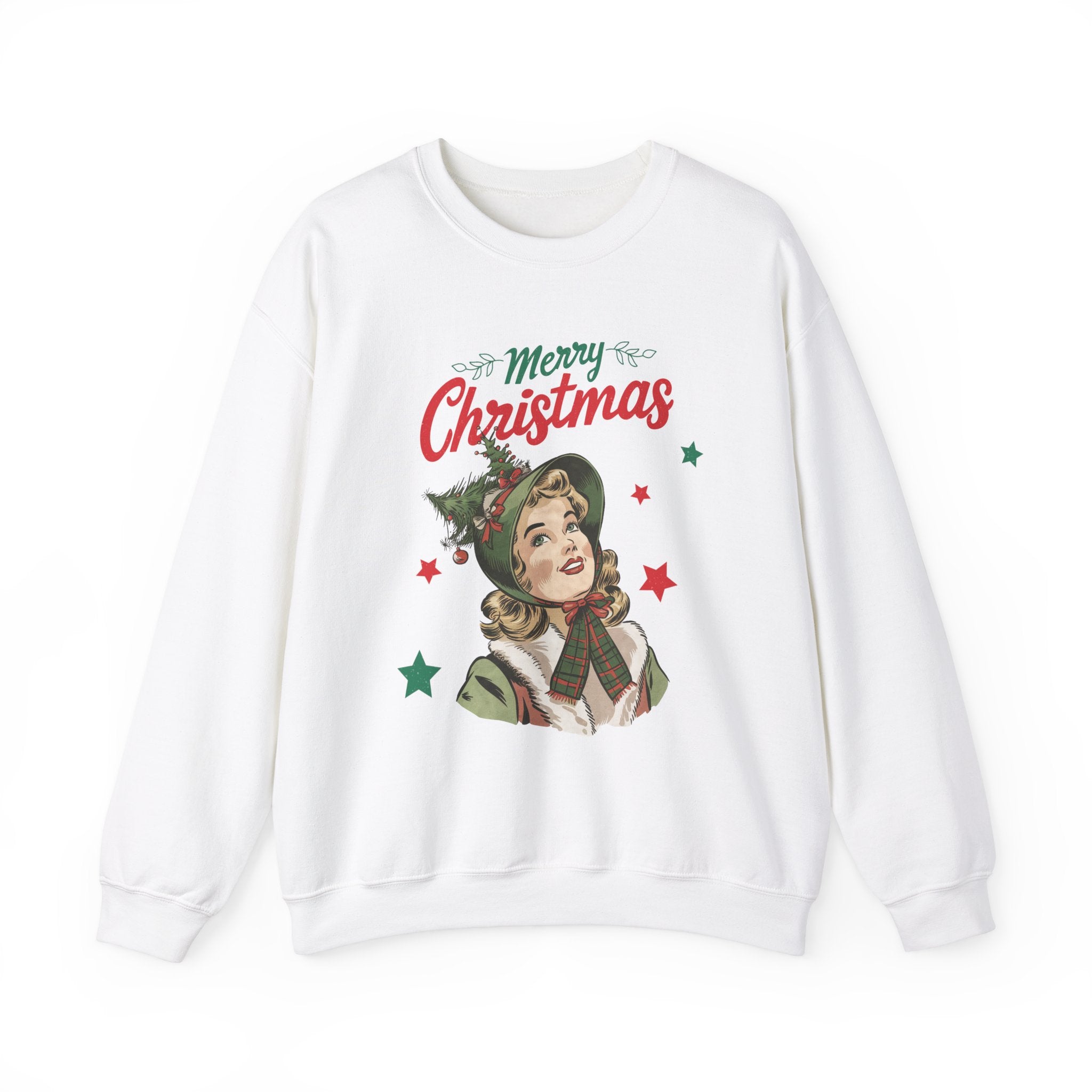 Vintage Christmas Lady Sweatshirt - Retro Holiday