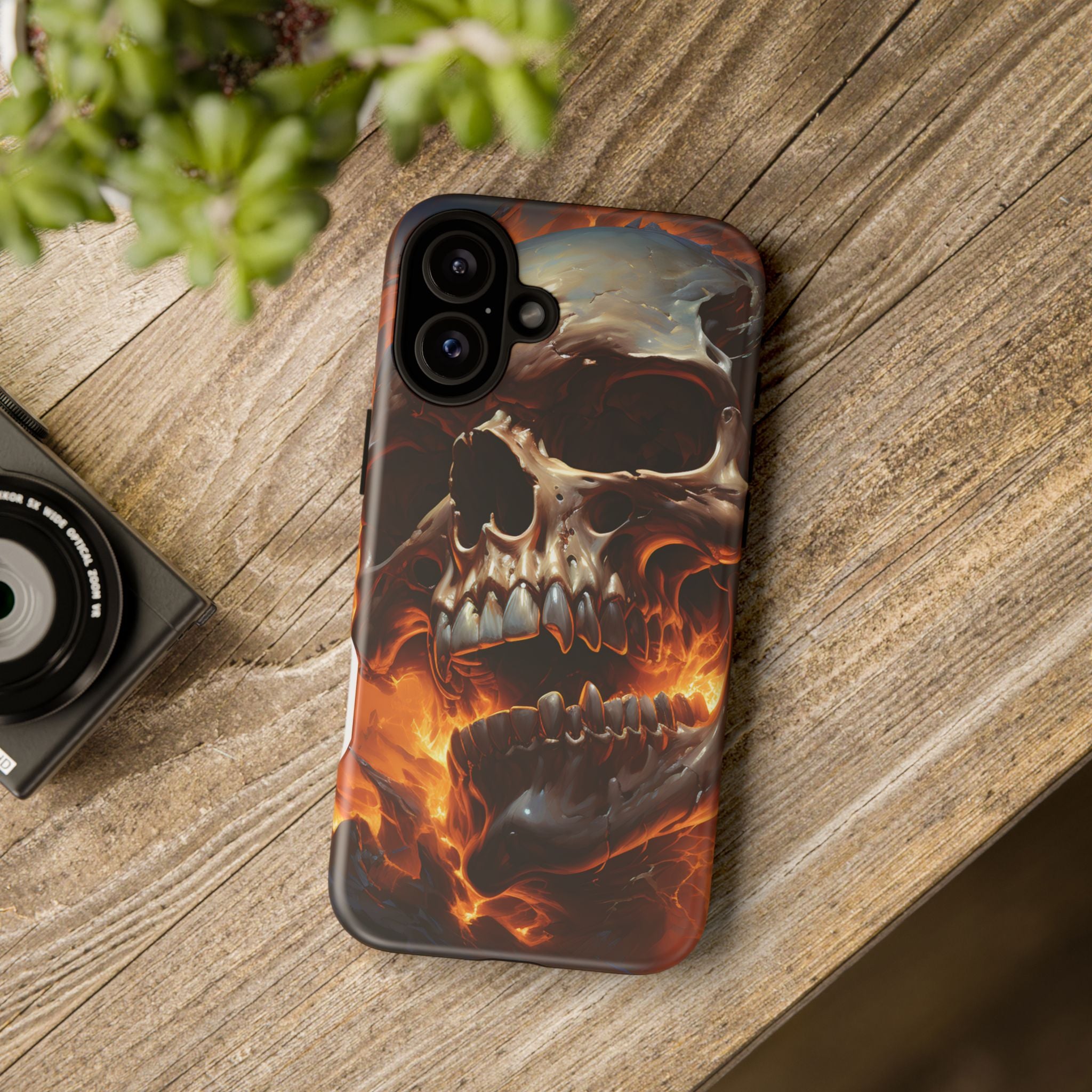 Fiery Skull Hexagon iPhone Case - Rugged