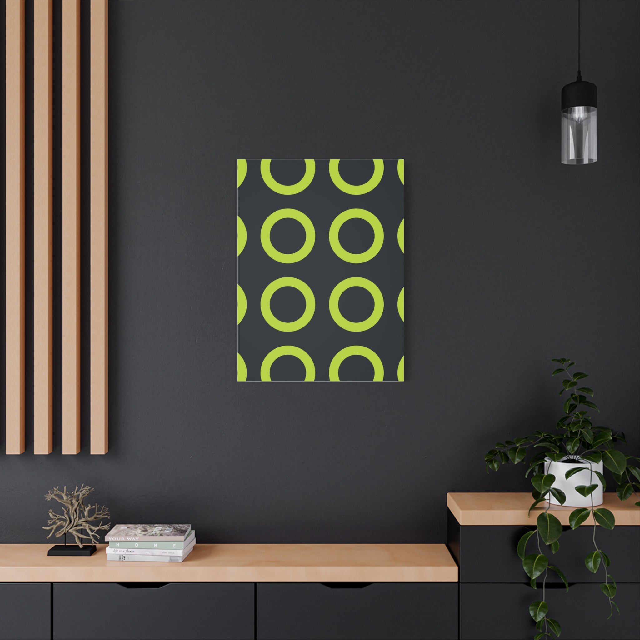 Lime Green Circle Canvas Art - Teal