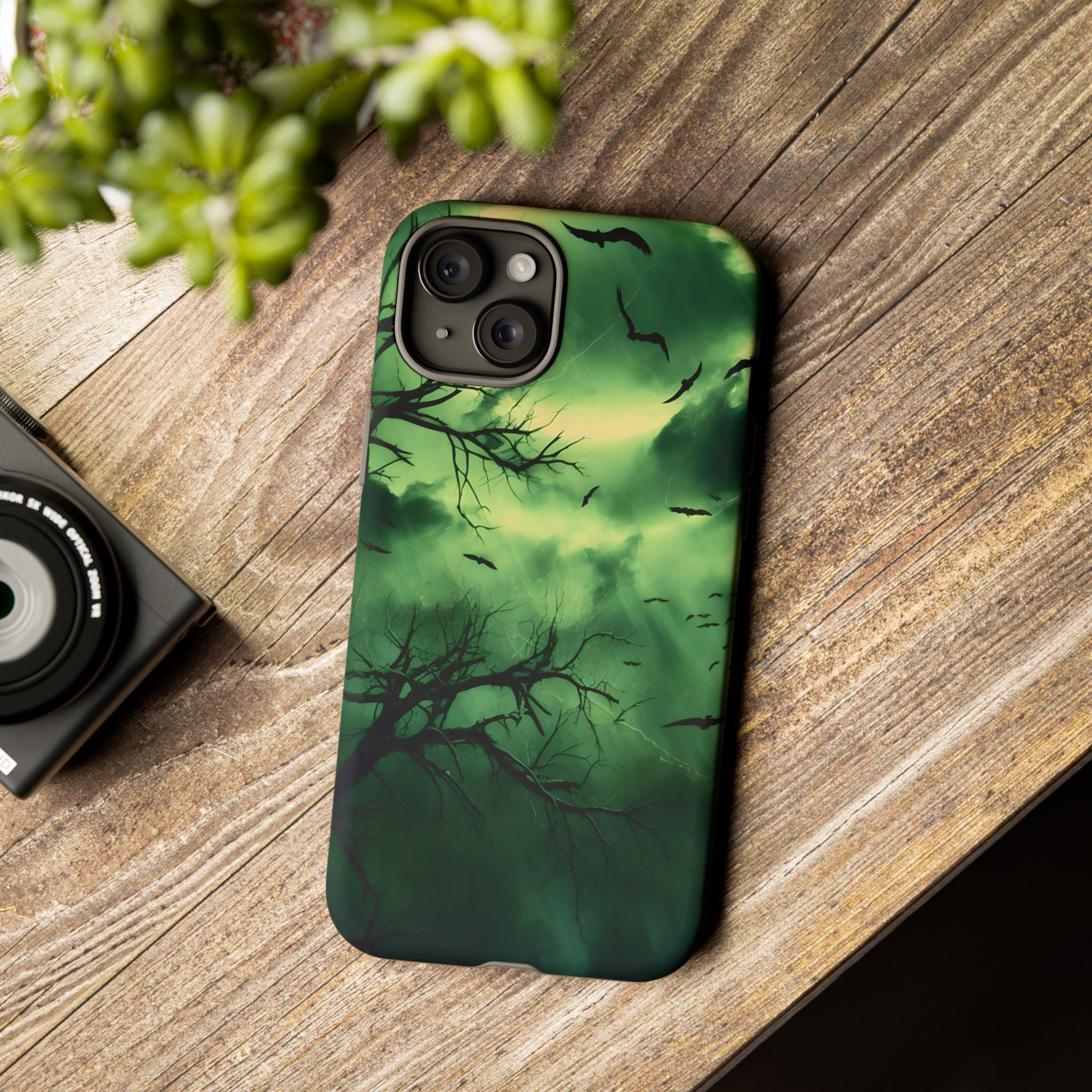 Gothic Green Forest iPhone Case - Hexagon Stone