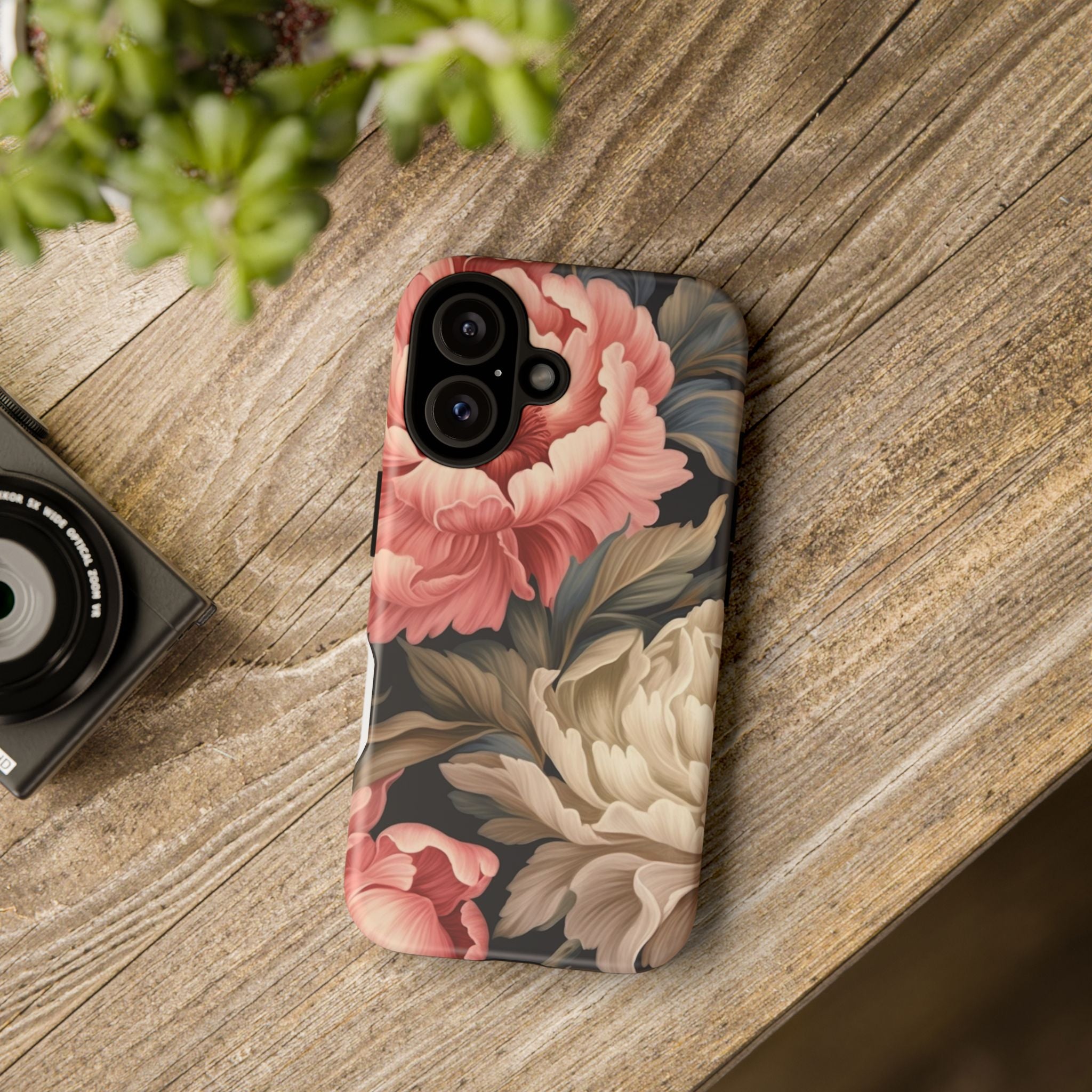 Blush Peony Floral iPhone Case - Hexagon Stone