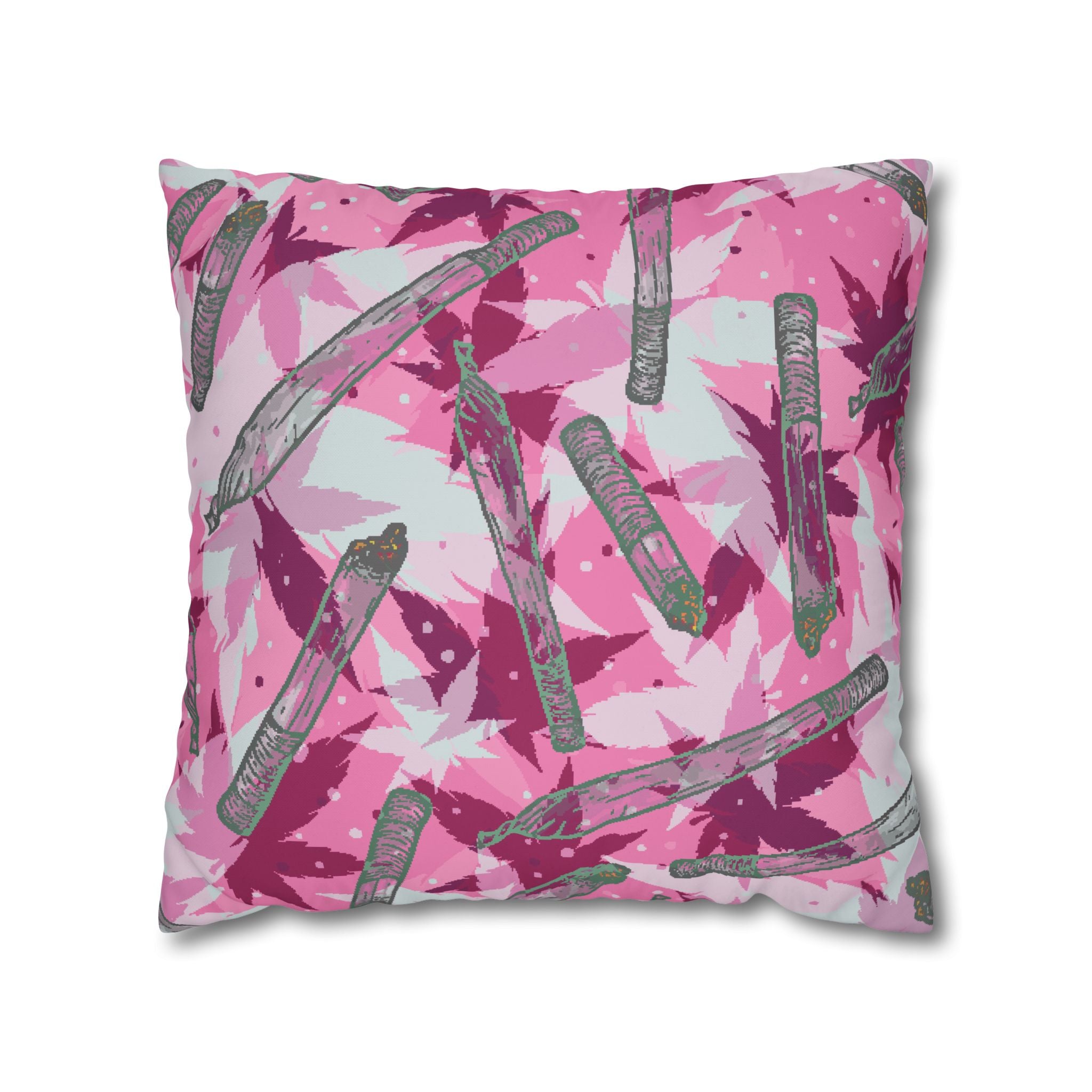 Pink Cannabis Leaf & Joint Pillowcase