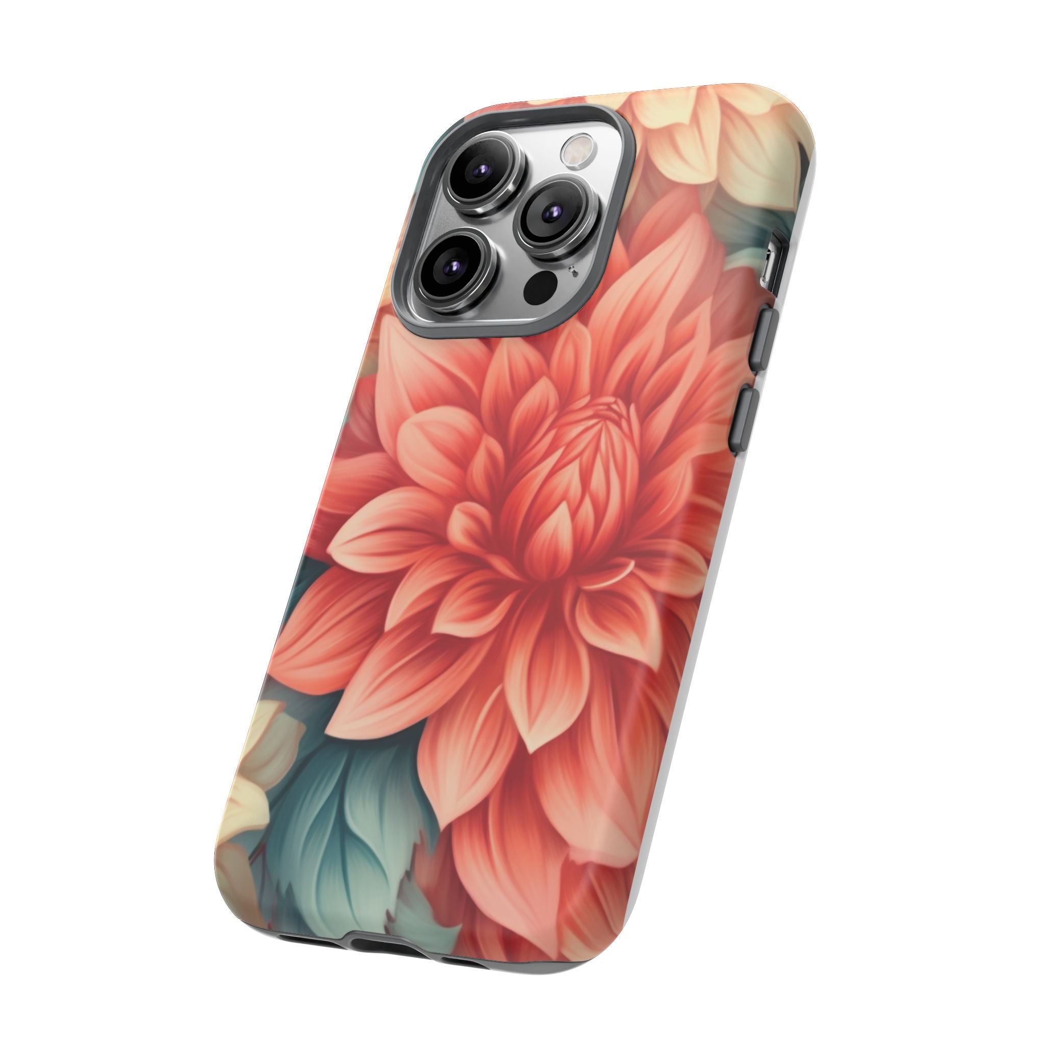 Coral Dahlia Hexagon iPhone Case - Rugged Texture