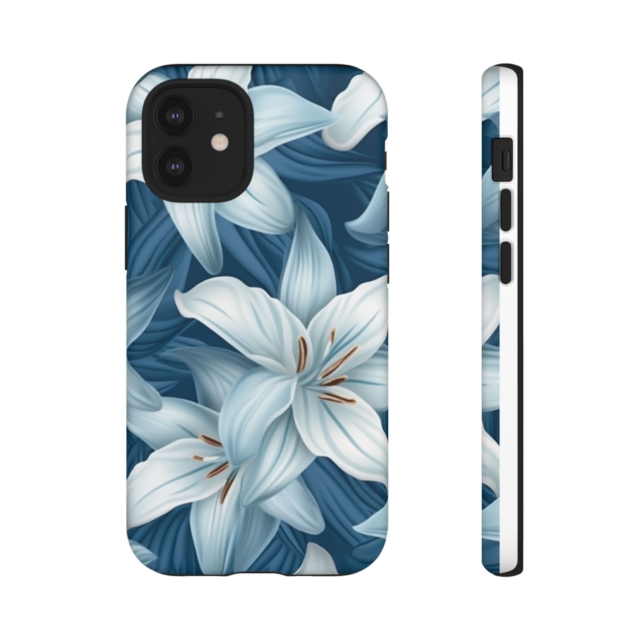 Pastel Blue Lily iPhone Case - Hexagon Stone