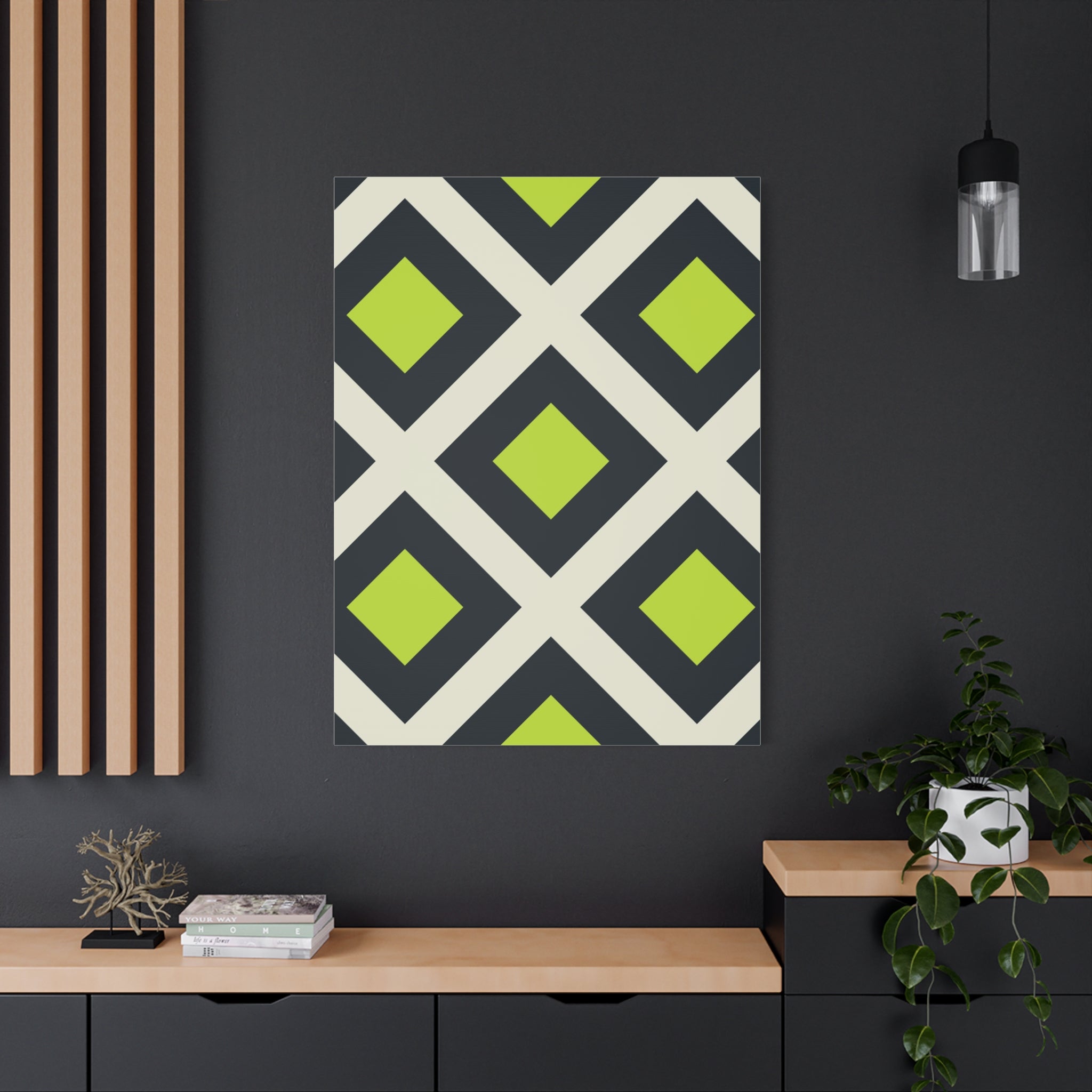 Geometric Teal & Green Canvas Art