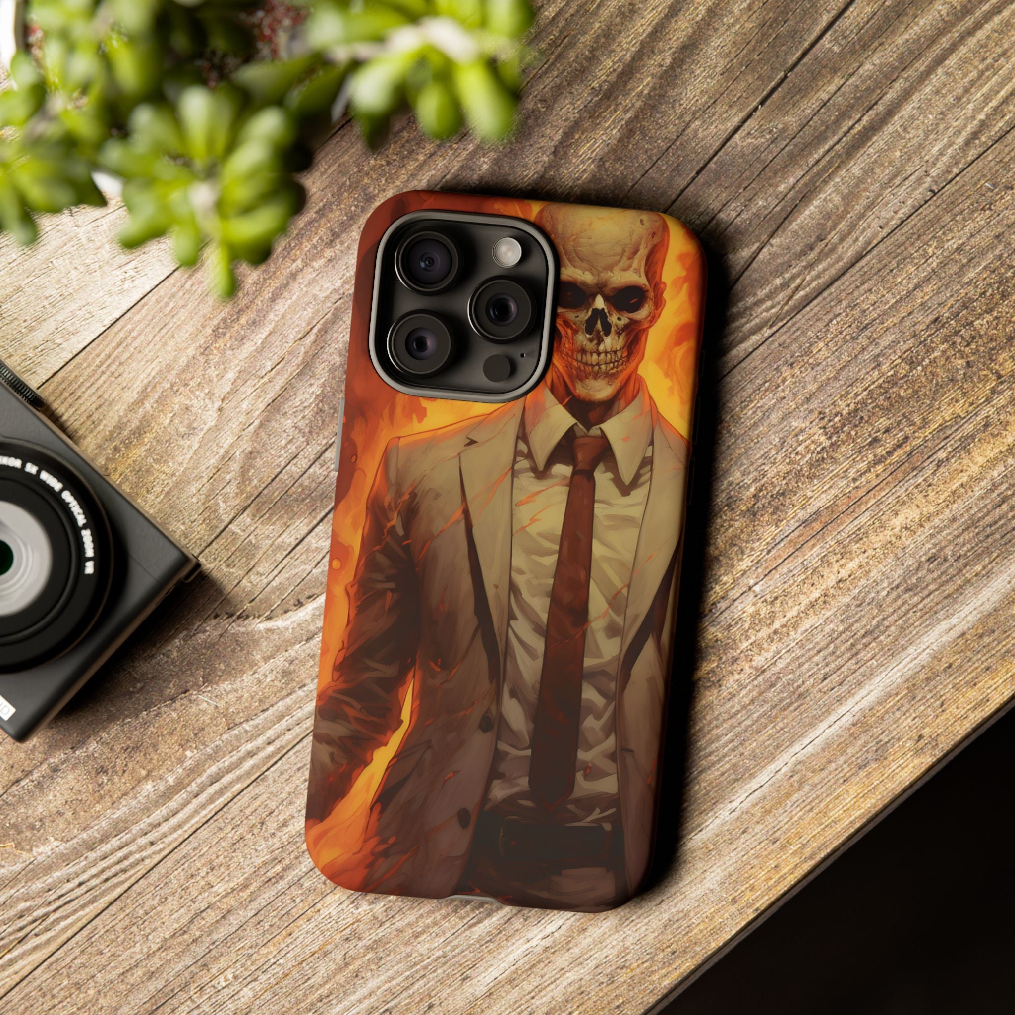 Fiery Skull Man Hexagon Stone iPhone Case