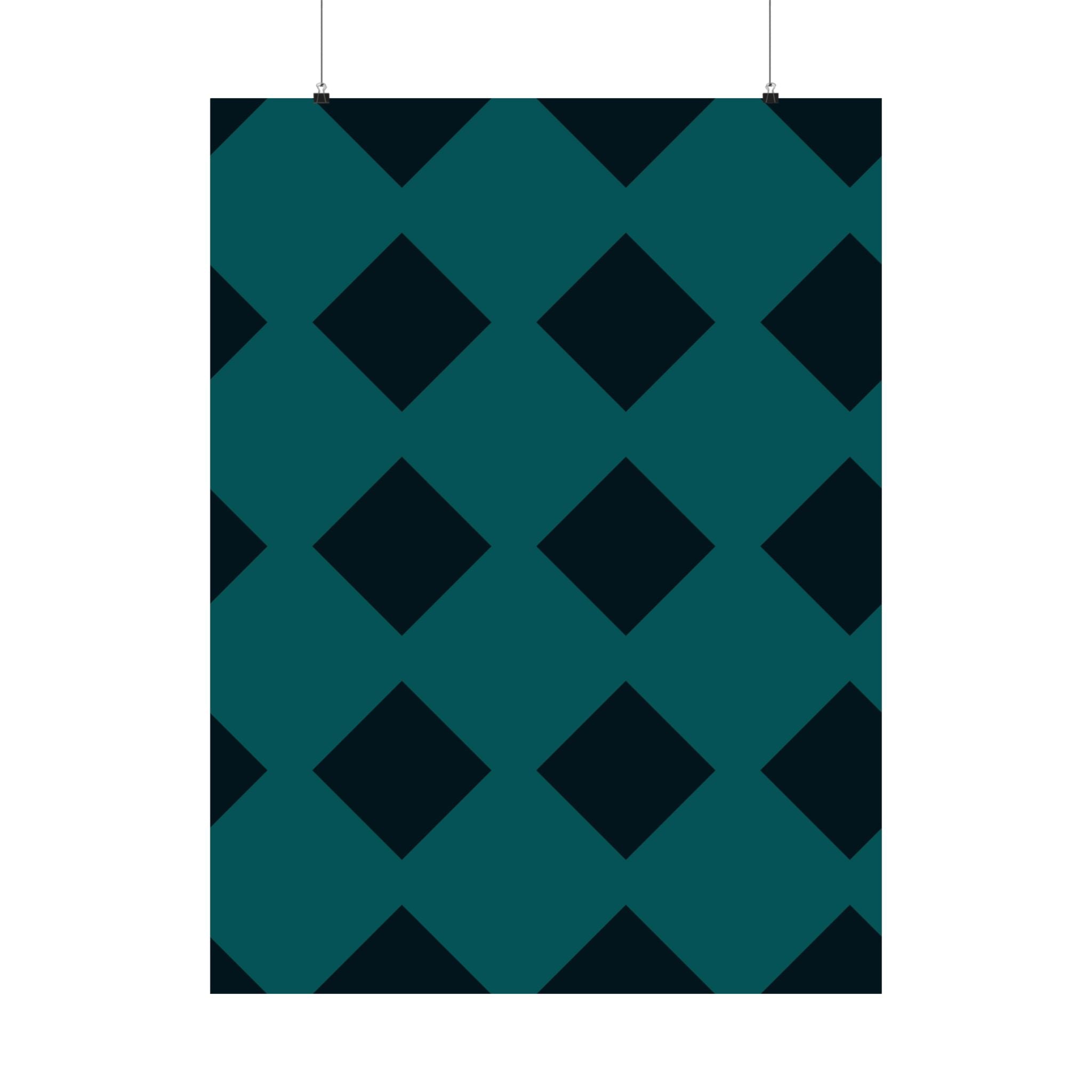 Teal Geometric Diamond Pattern Poster