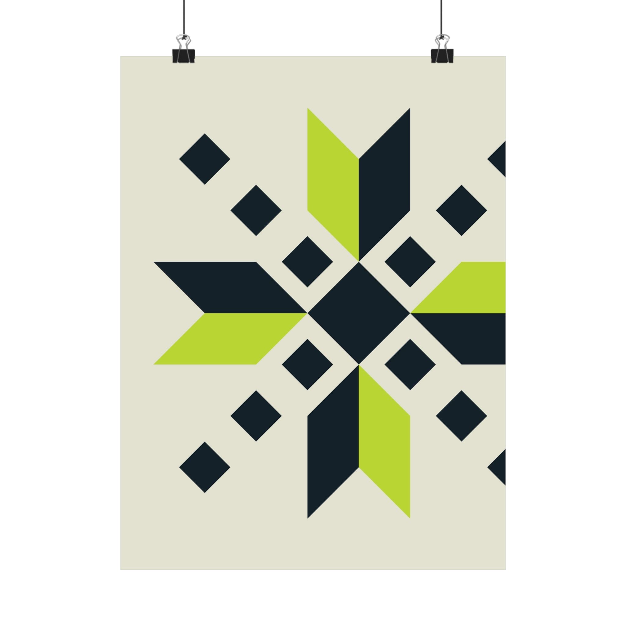 Geometric Green Starburst Poster