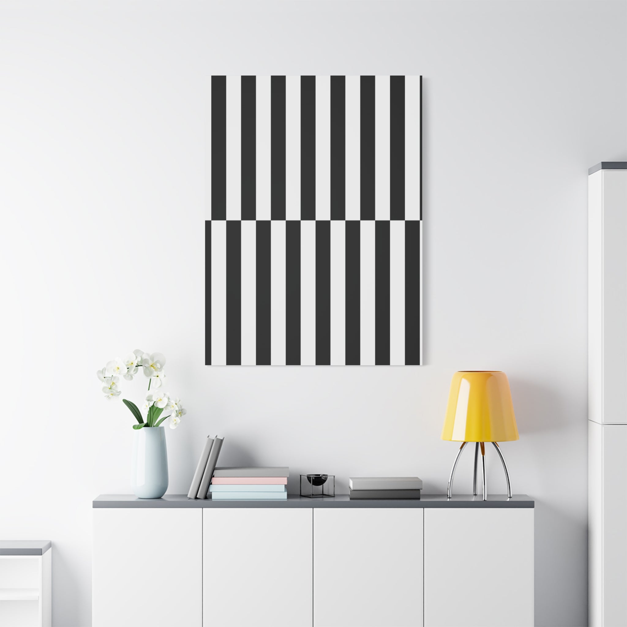 Op Art Shift: Black & White Stripe Canvas