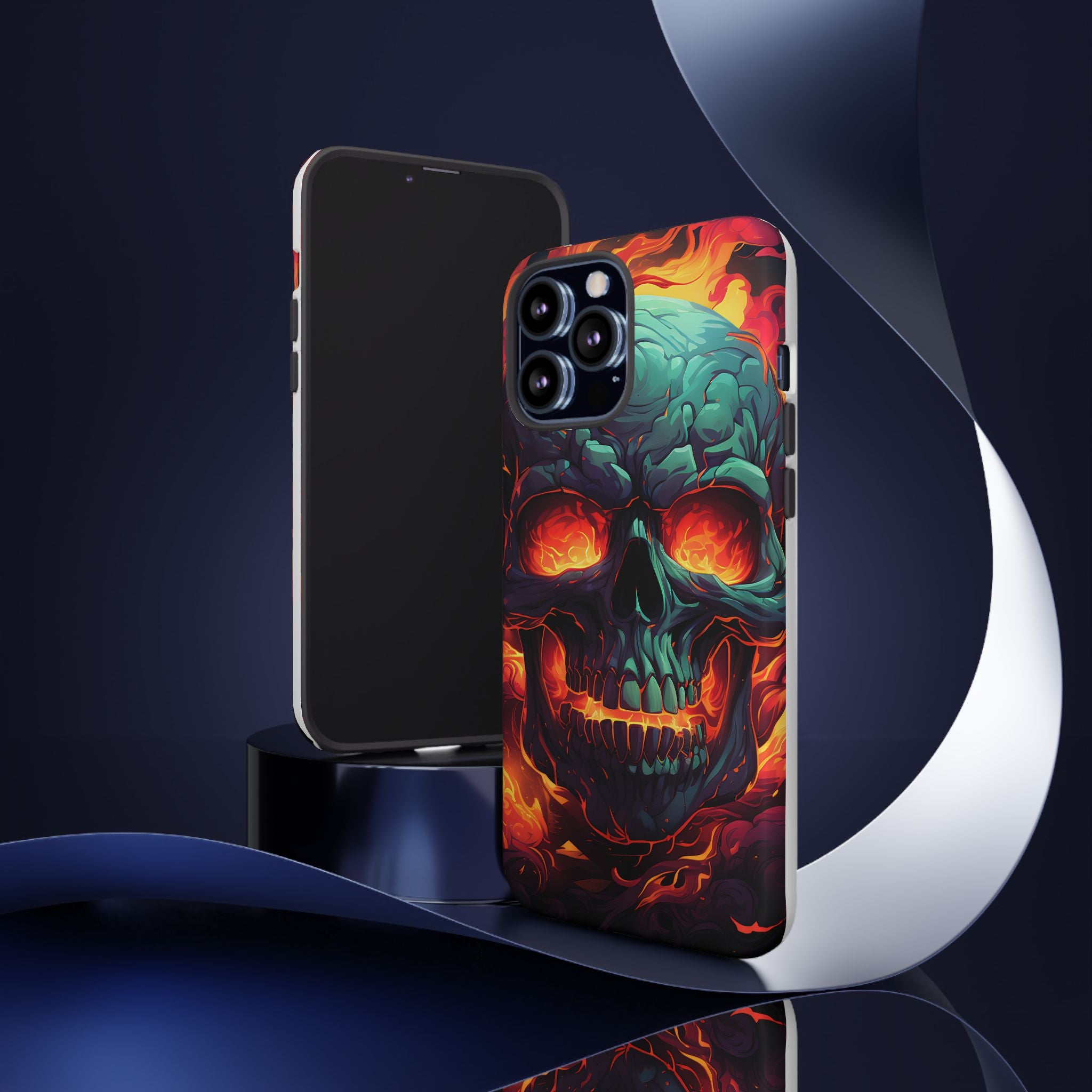 Fiery Skull Hexagon iPhone Case - Rugged