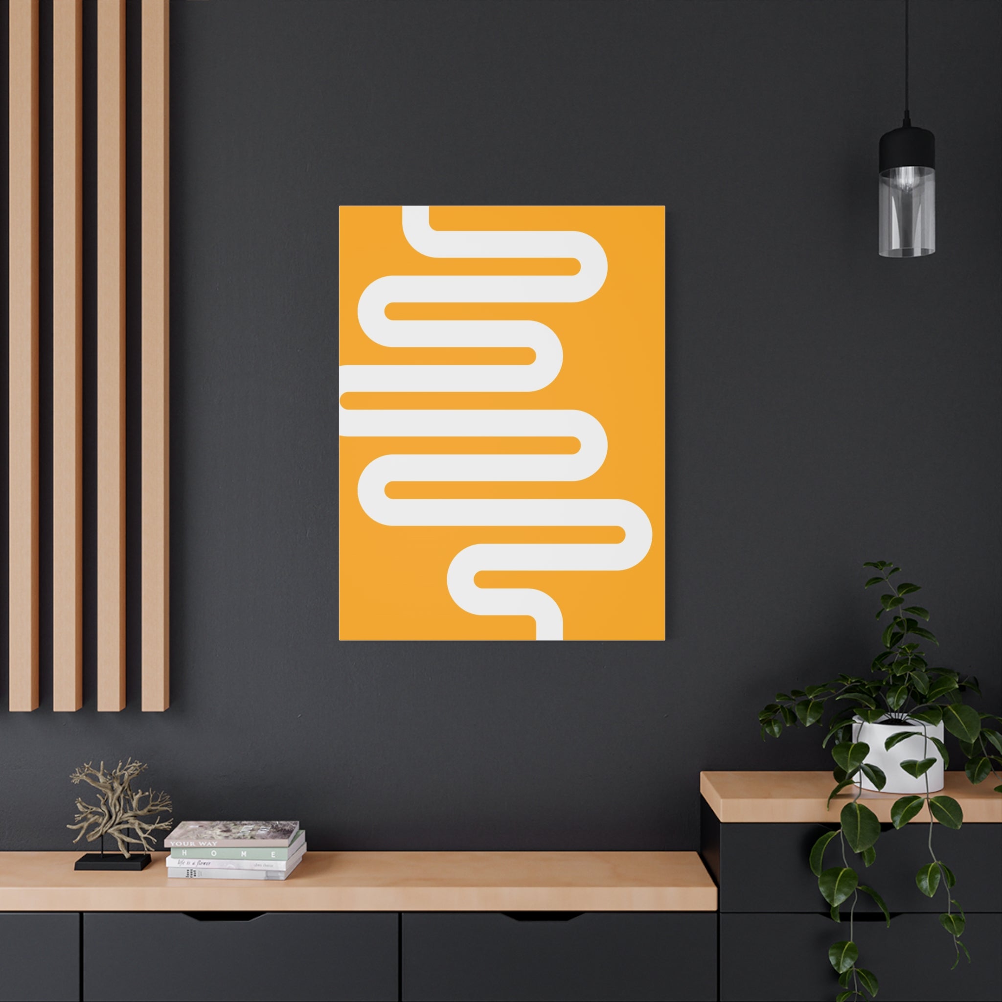 Orange Wave Canvas Art - Minimalist Print