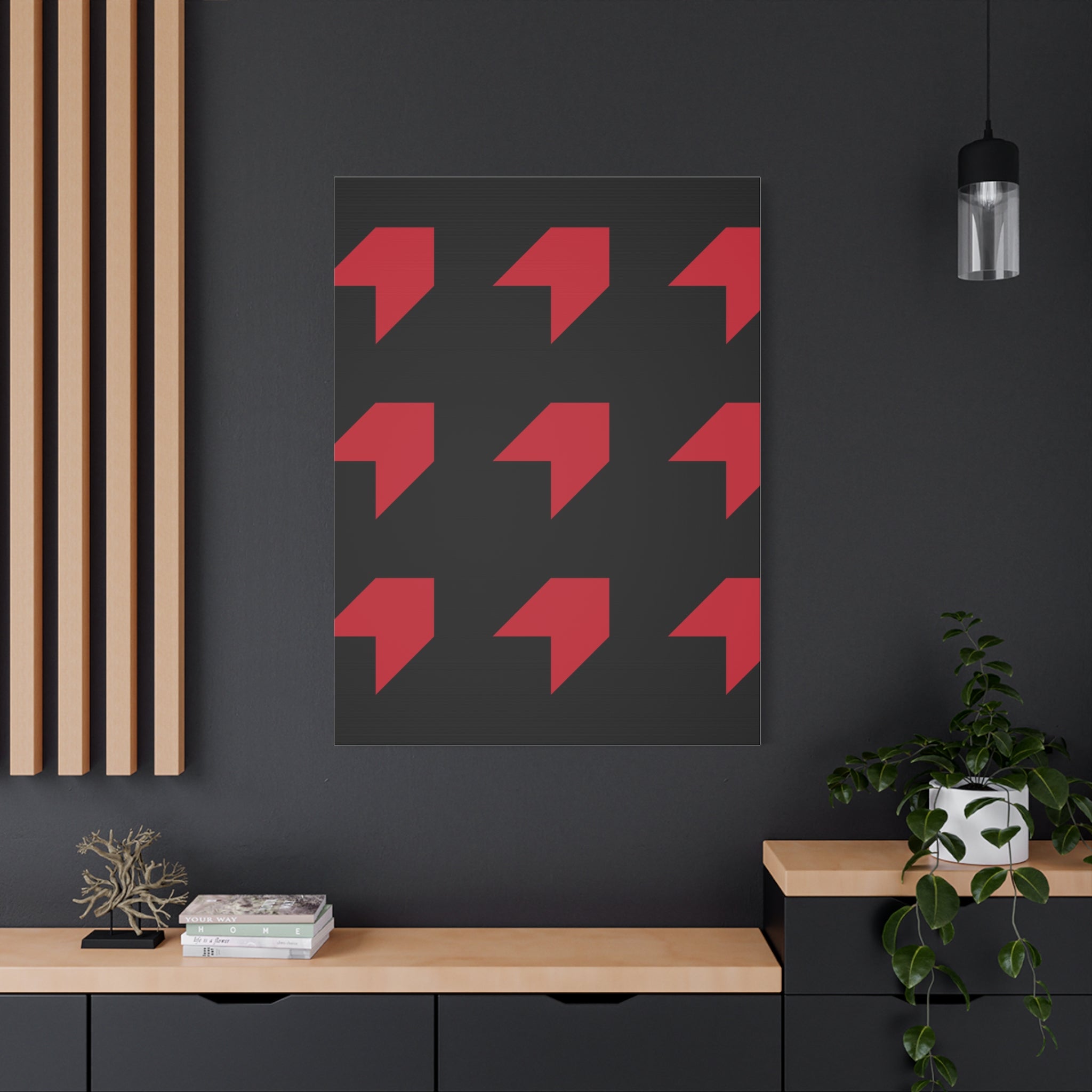 Red Geometric Arrow Canvas Art