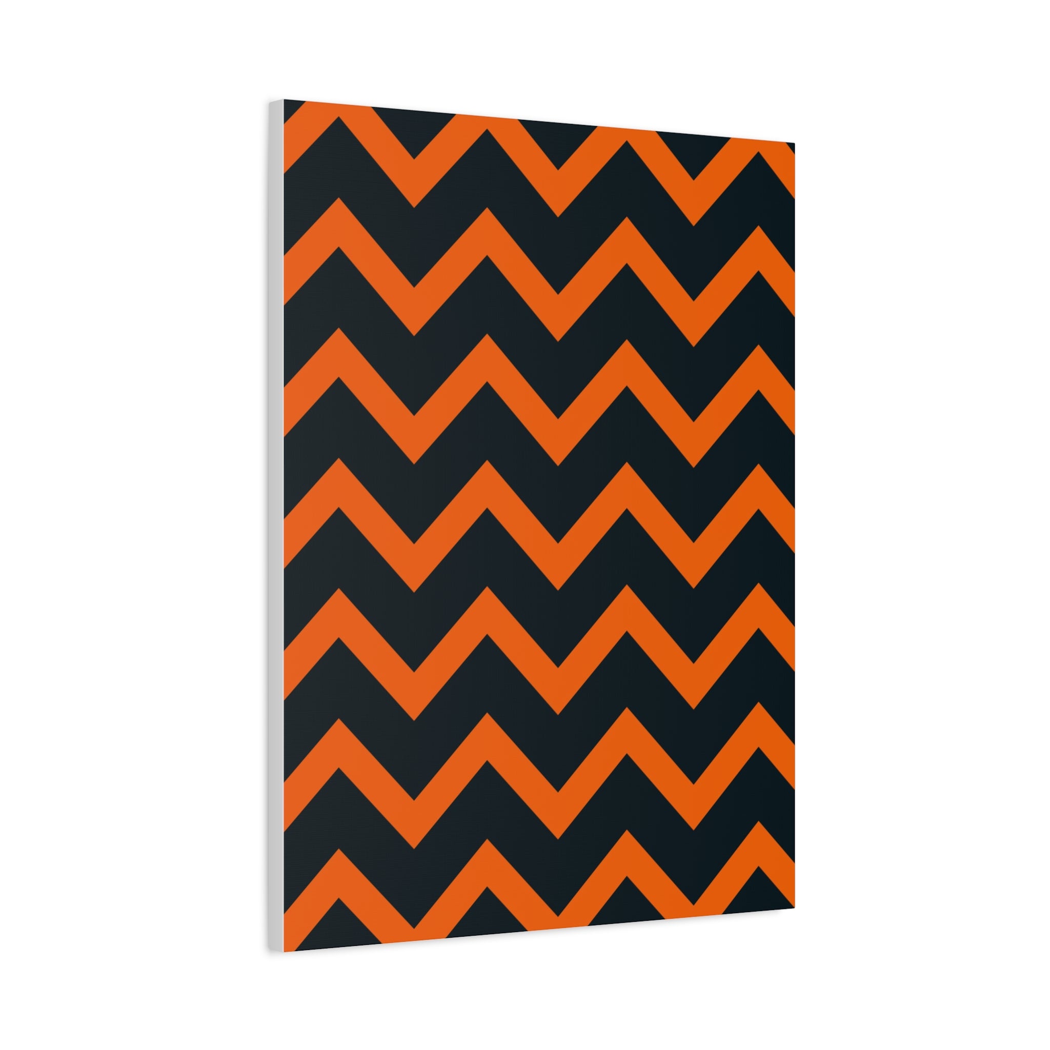 Orange & Navy Chevron Matte Canvas Art