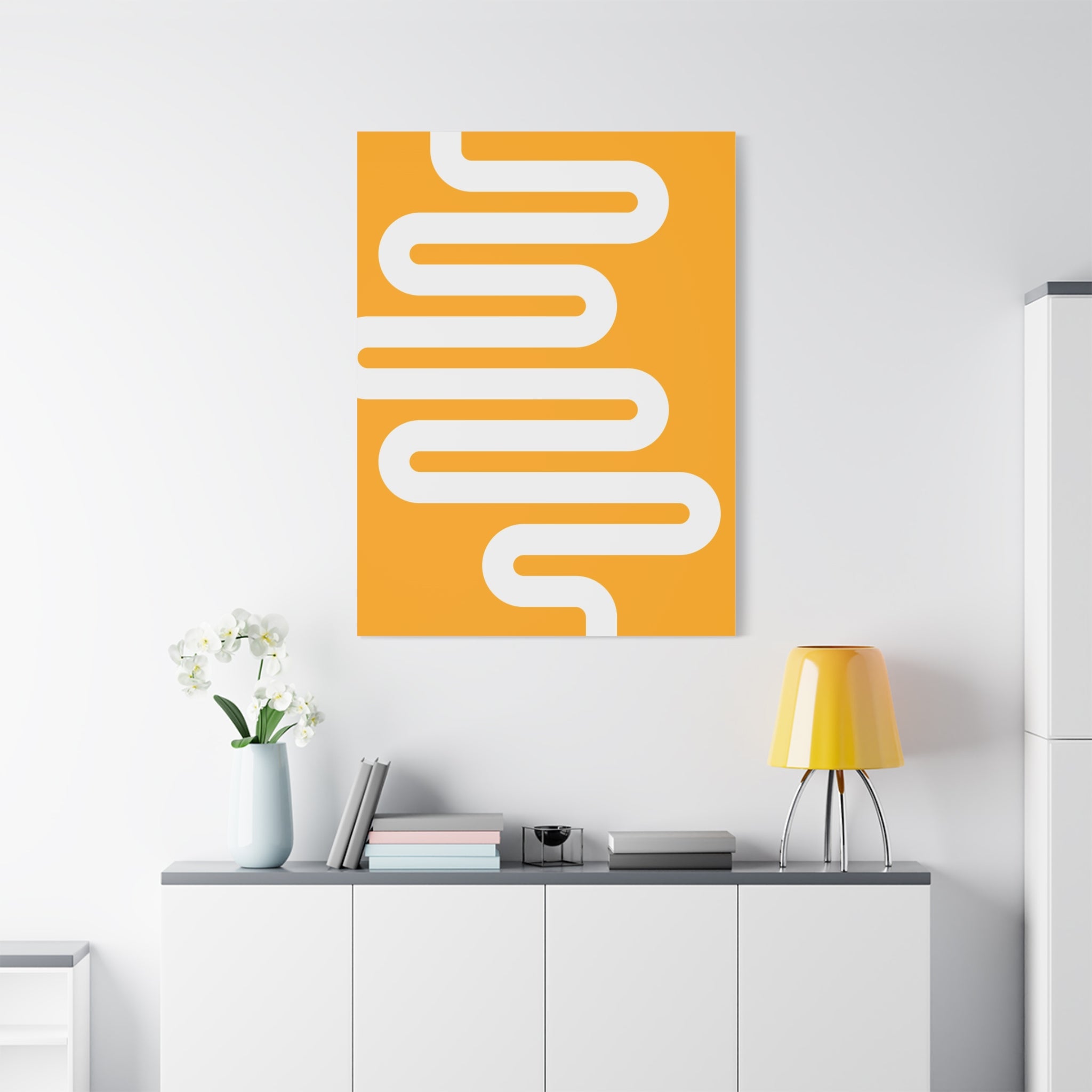 Orange Wave Canvas Art - Minimalist Print