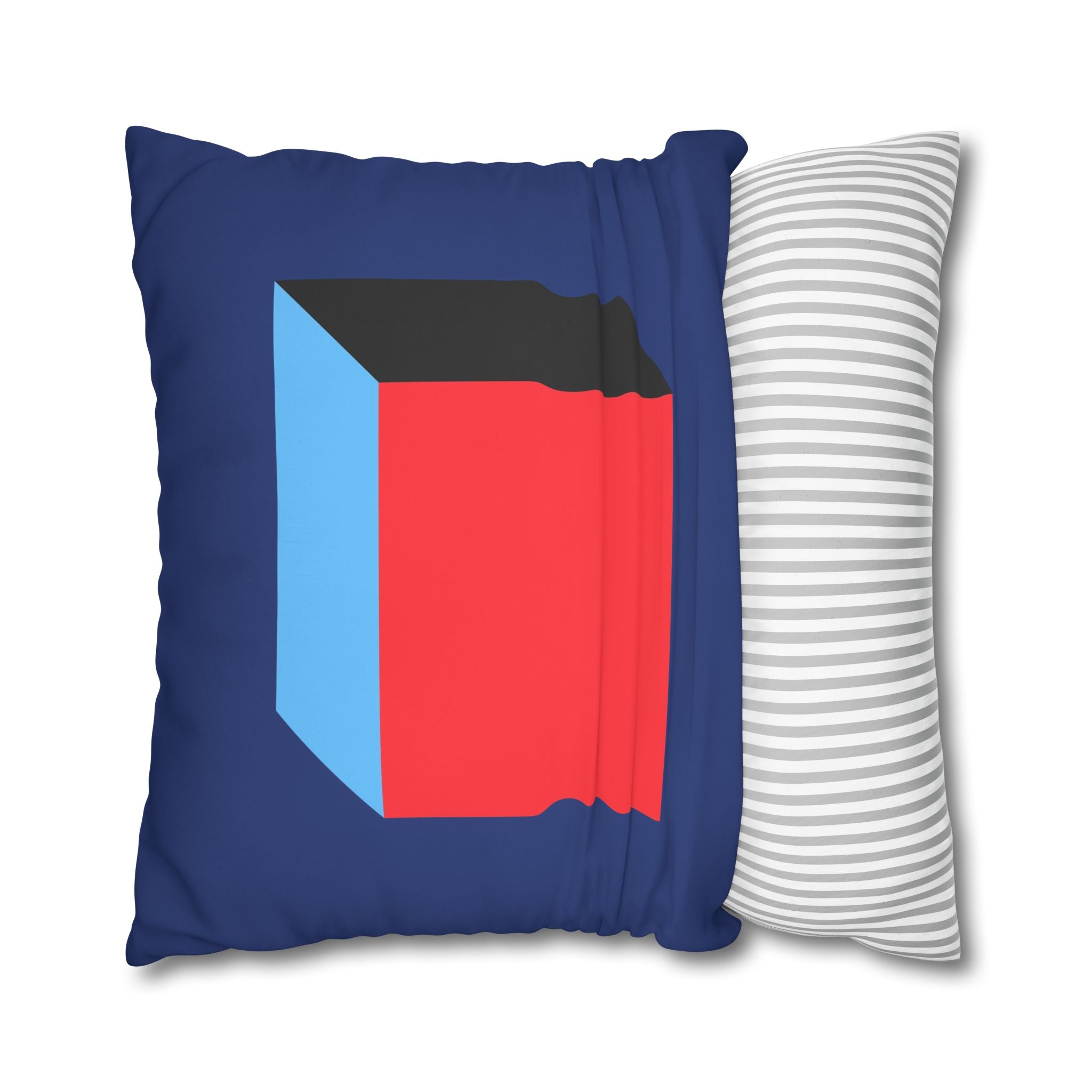 Geometric Cube Pillowcase - Red & Blue