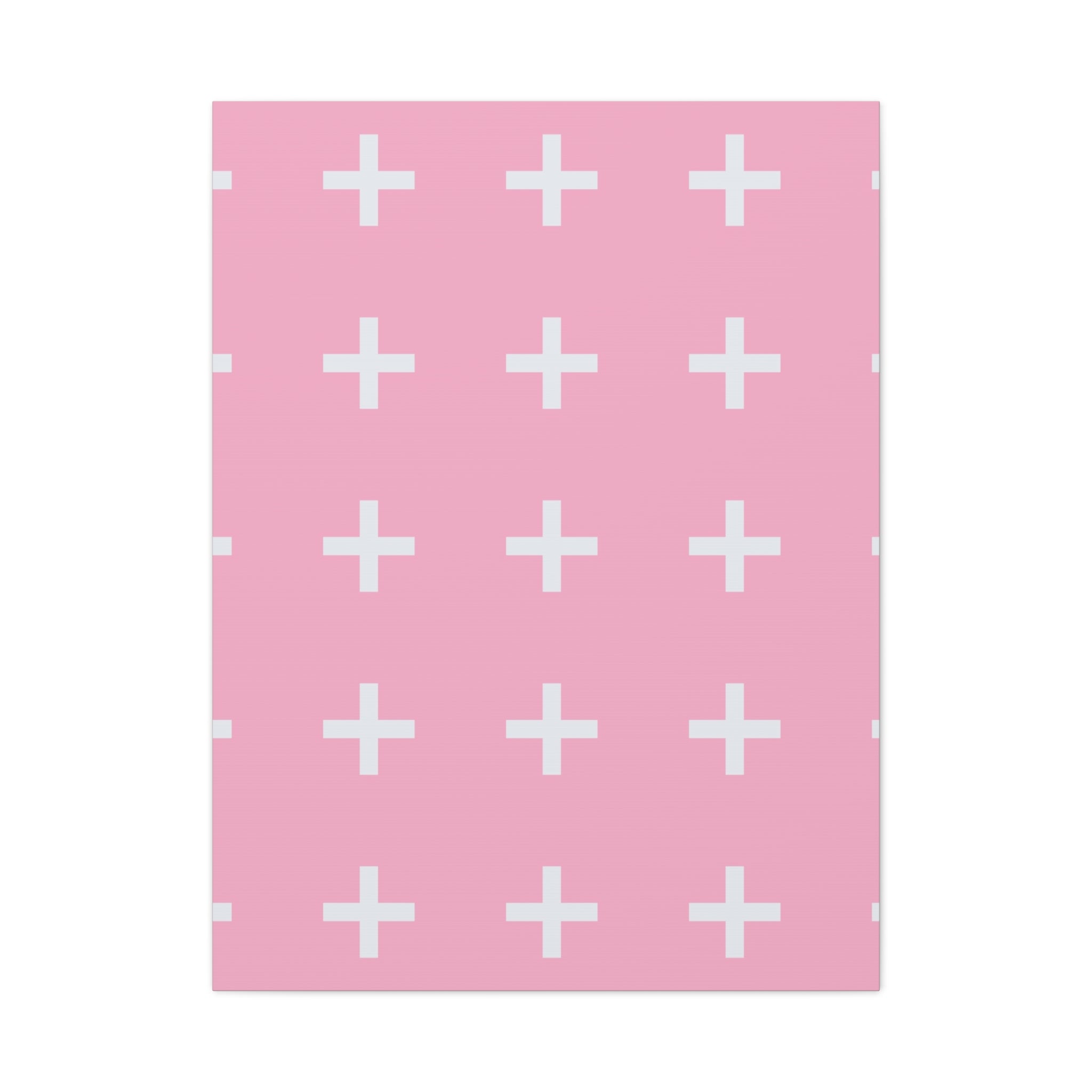 Pink Plus Sign Grid - Matte Canvas Art