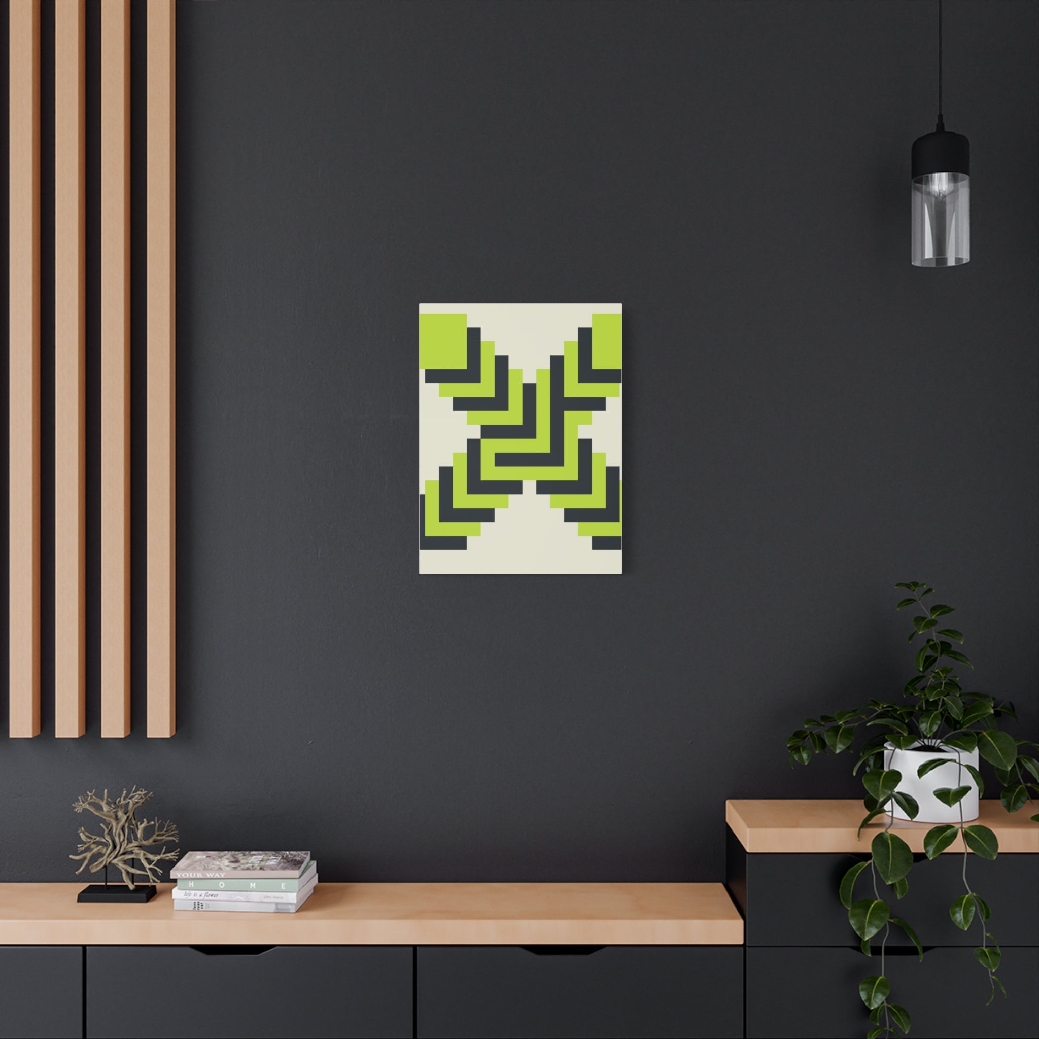 Geometric X Canvas Art - Teal & Lime