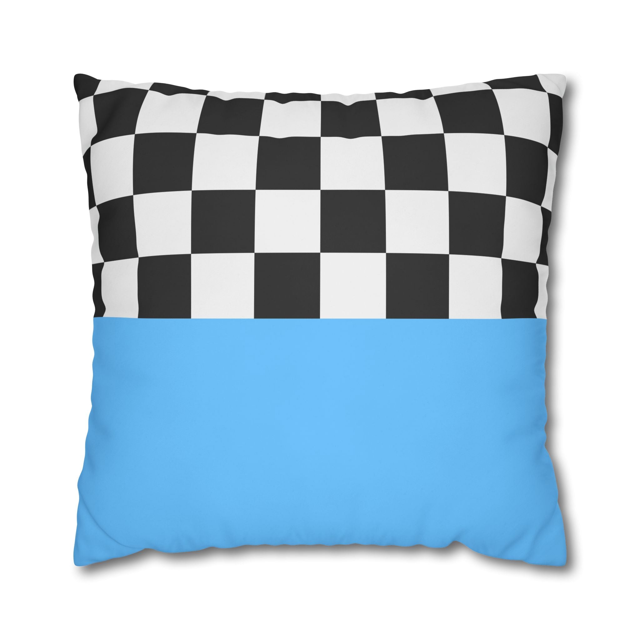 Checkered & Blue Pillowcase - Modern Design