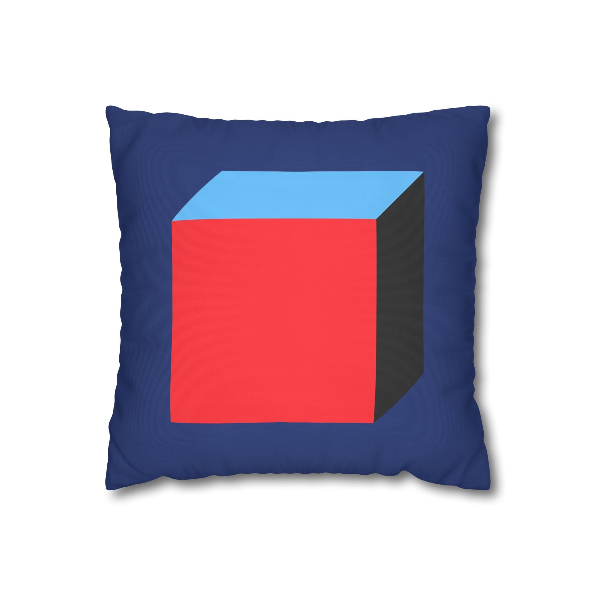 Geometric Cube Pillowcase - Red & Blue