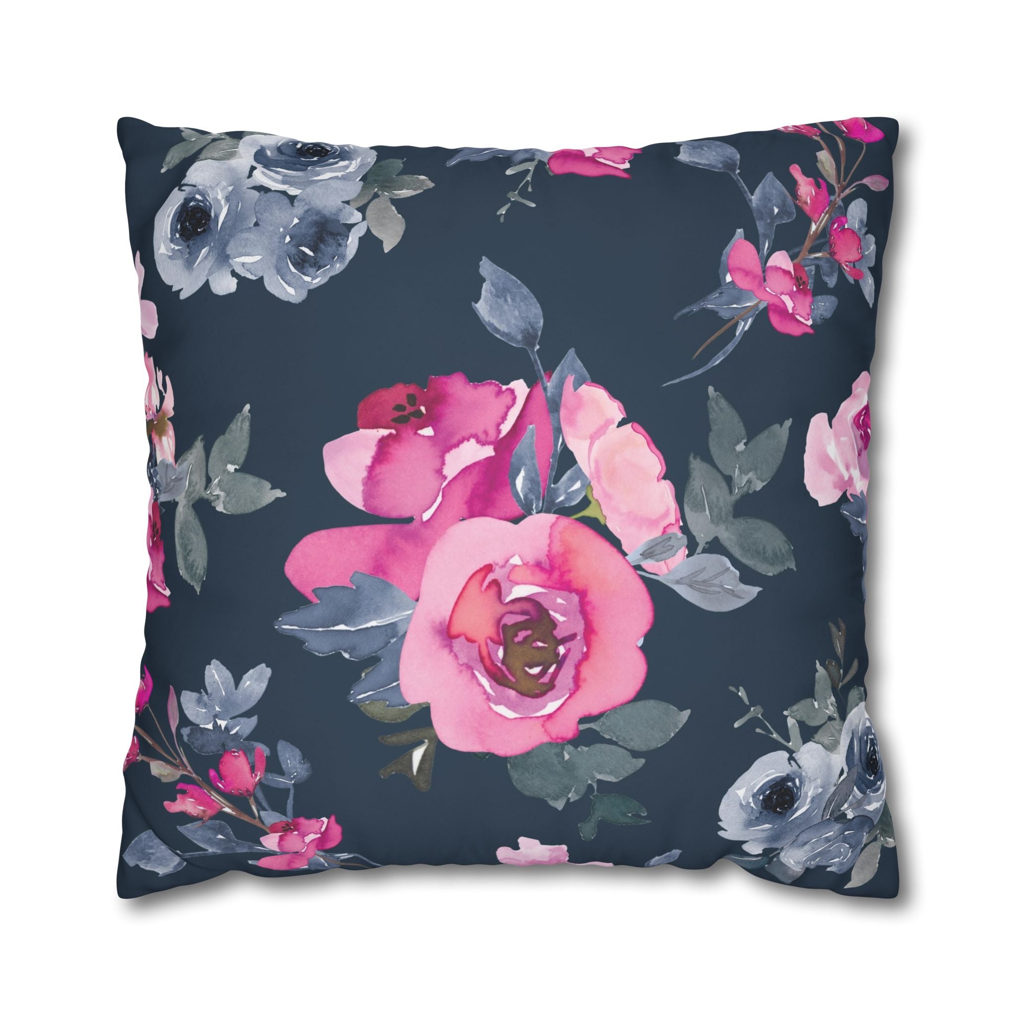 Teal Watercolor Floral Pillowcase