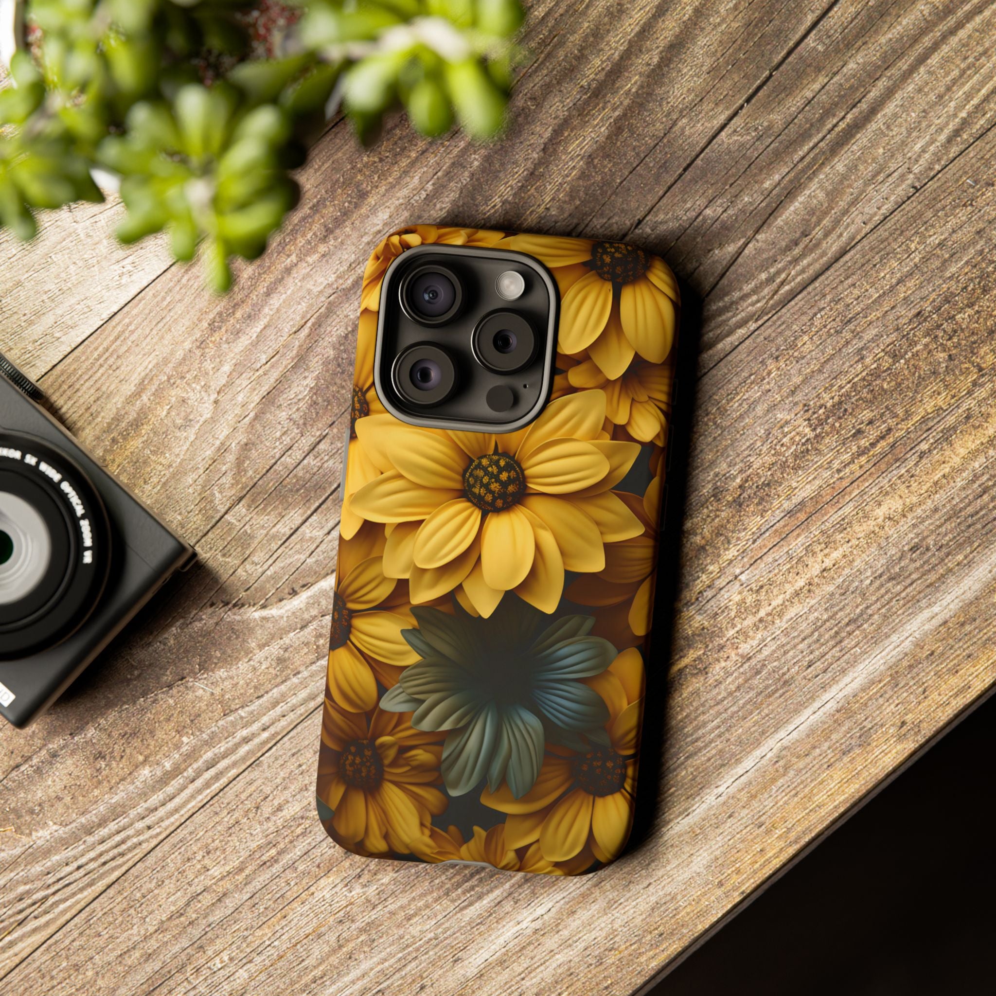 Golden Bloom Hexagon iPhone Case - Rugged Texture