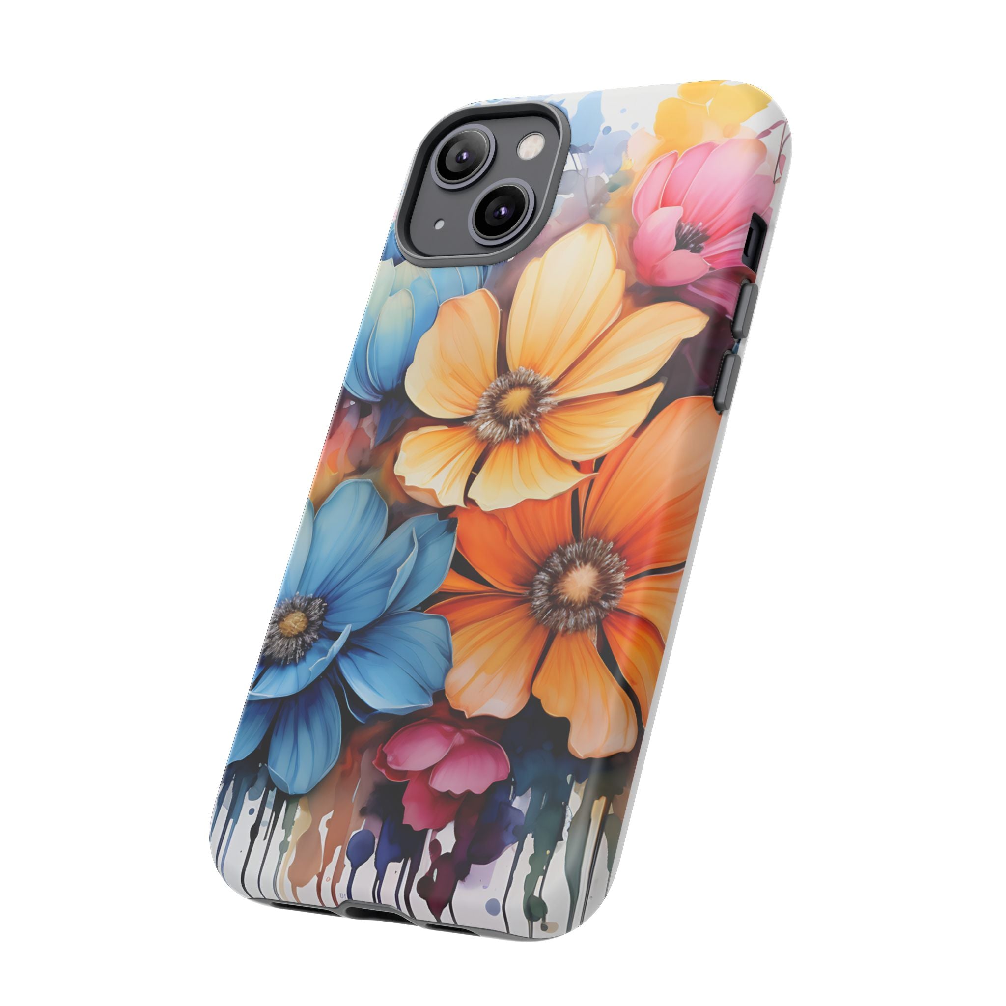 Vibrant Floral Watercolor iPhone Case - Hexagon Stone