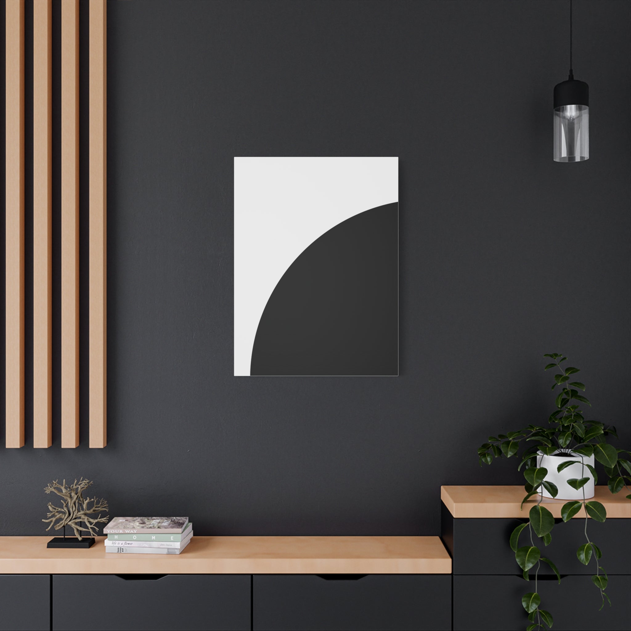 Abstract Black Semicircle Canvas Art