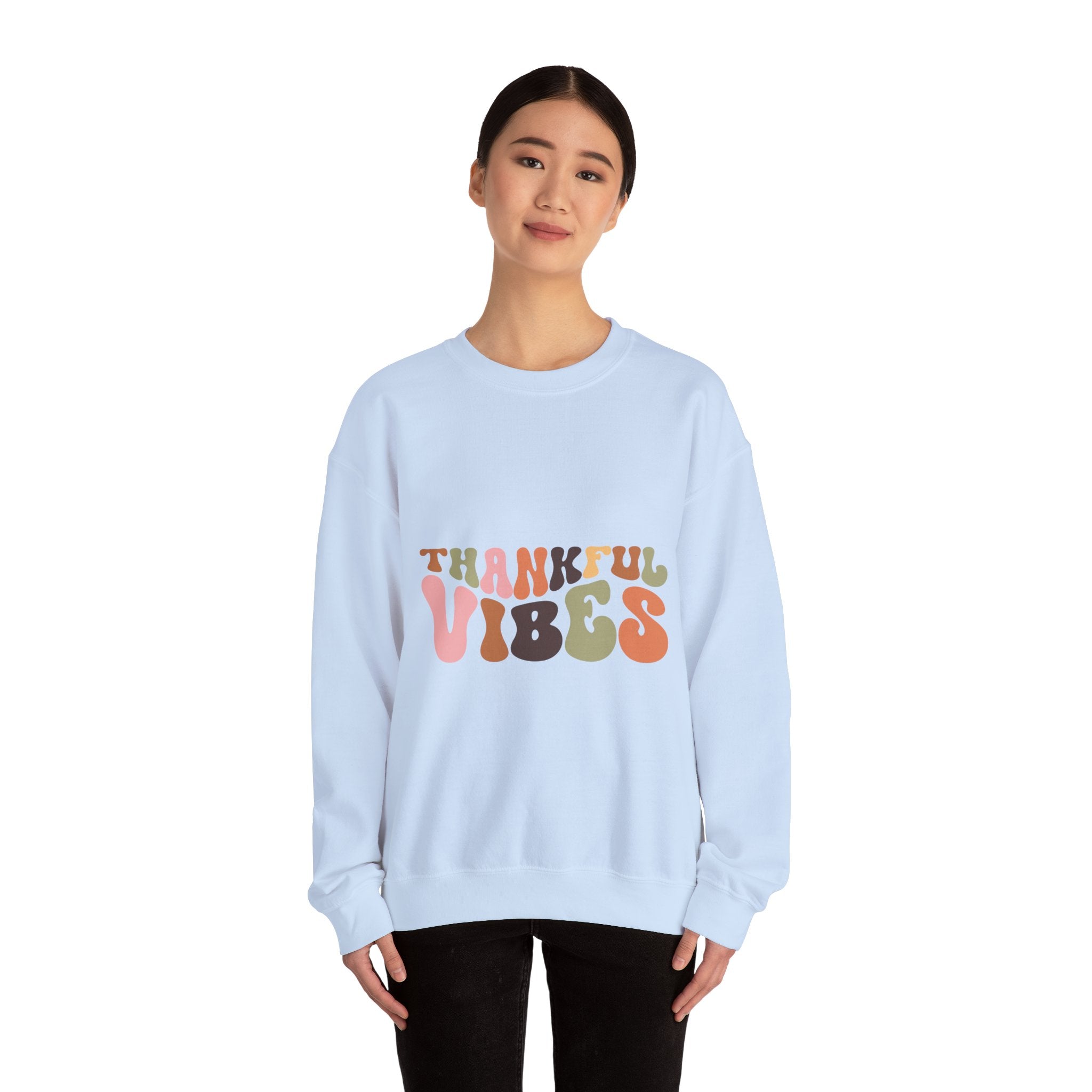 Thankful Vibes 70s Retro Thanksgiving Sweatshirt