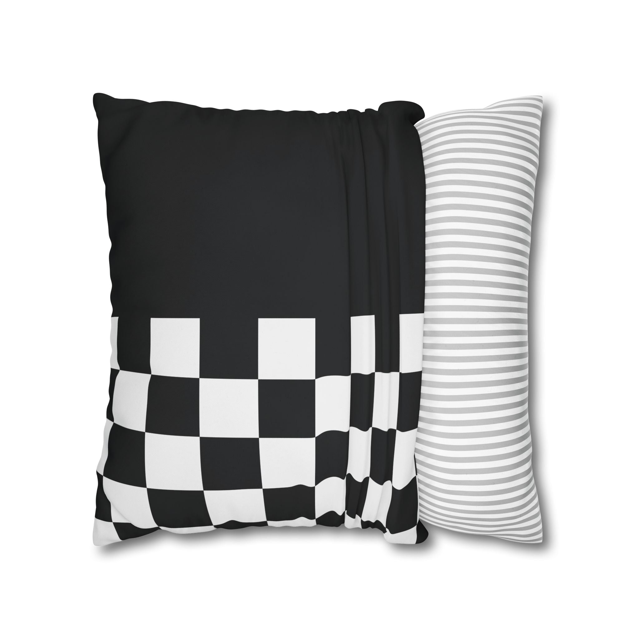 Abstract Checkered Pillowcase - Black & White