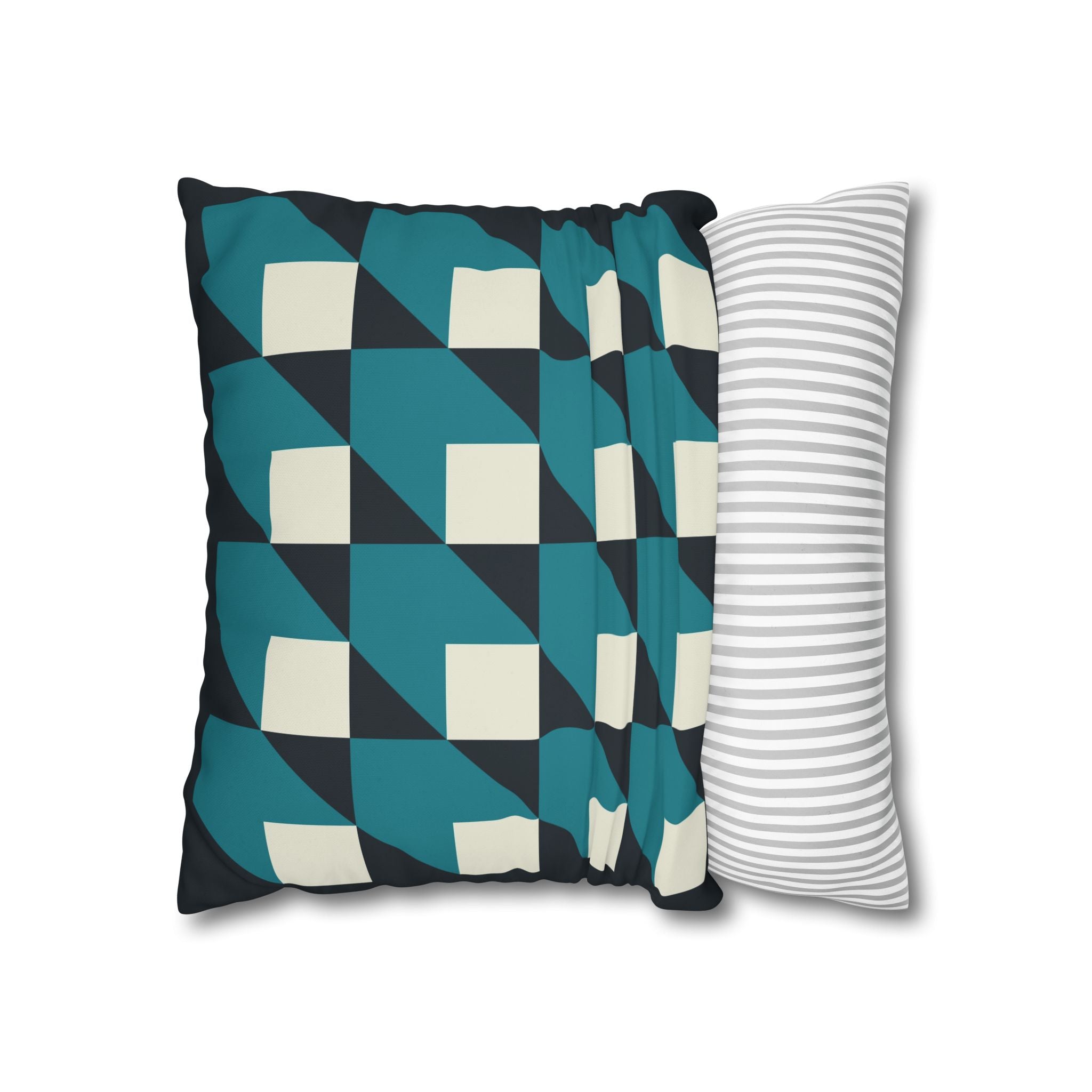 Geometric Teal & White Cube Pillowcase