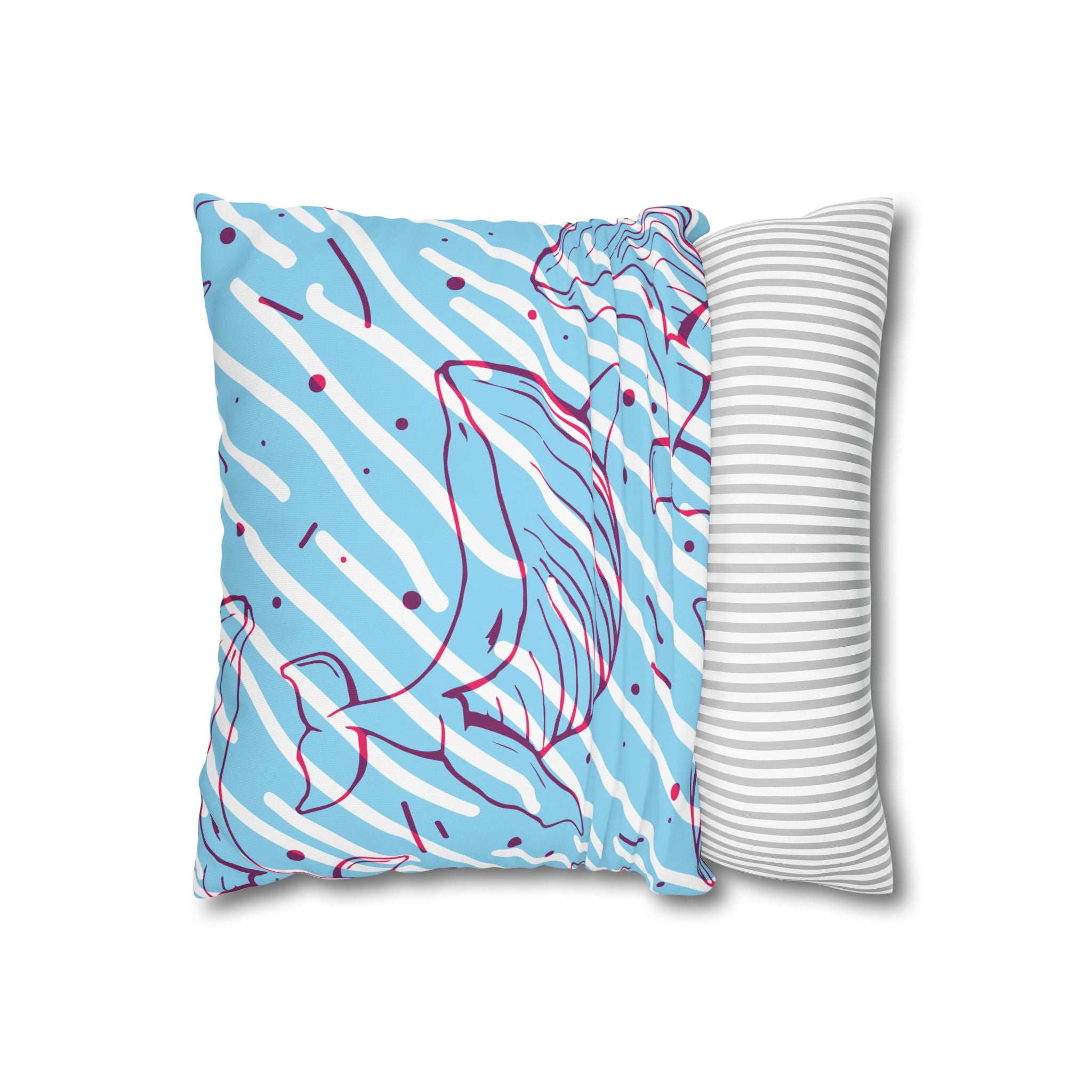 90s Whale Pillowcase - Pastel Blue