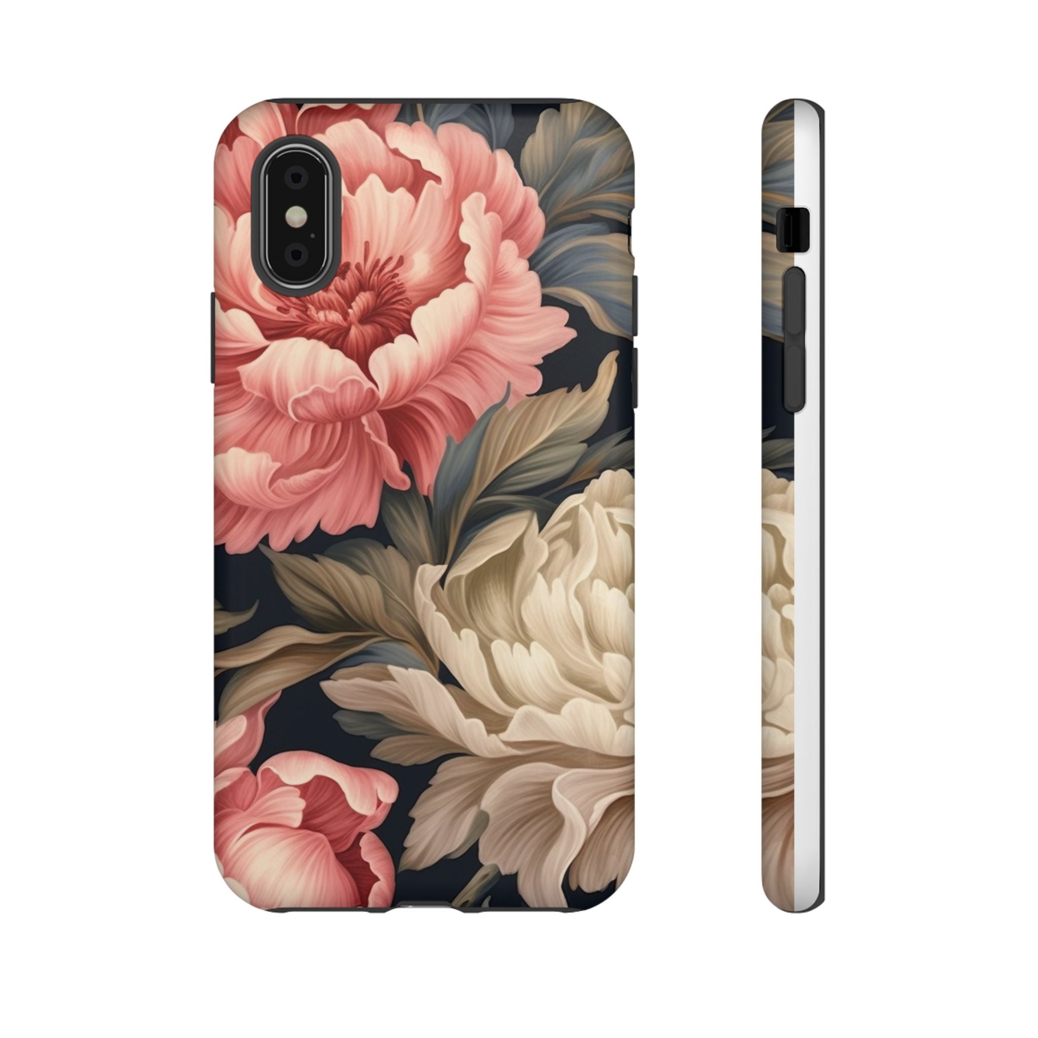 Blush Peony Floral iPhone Case - Hexagon Stone