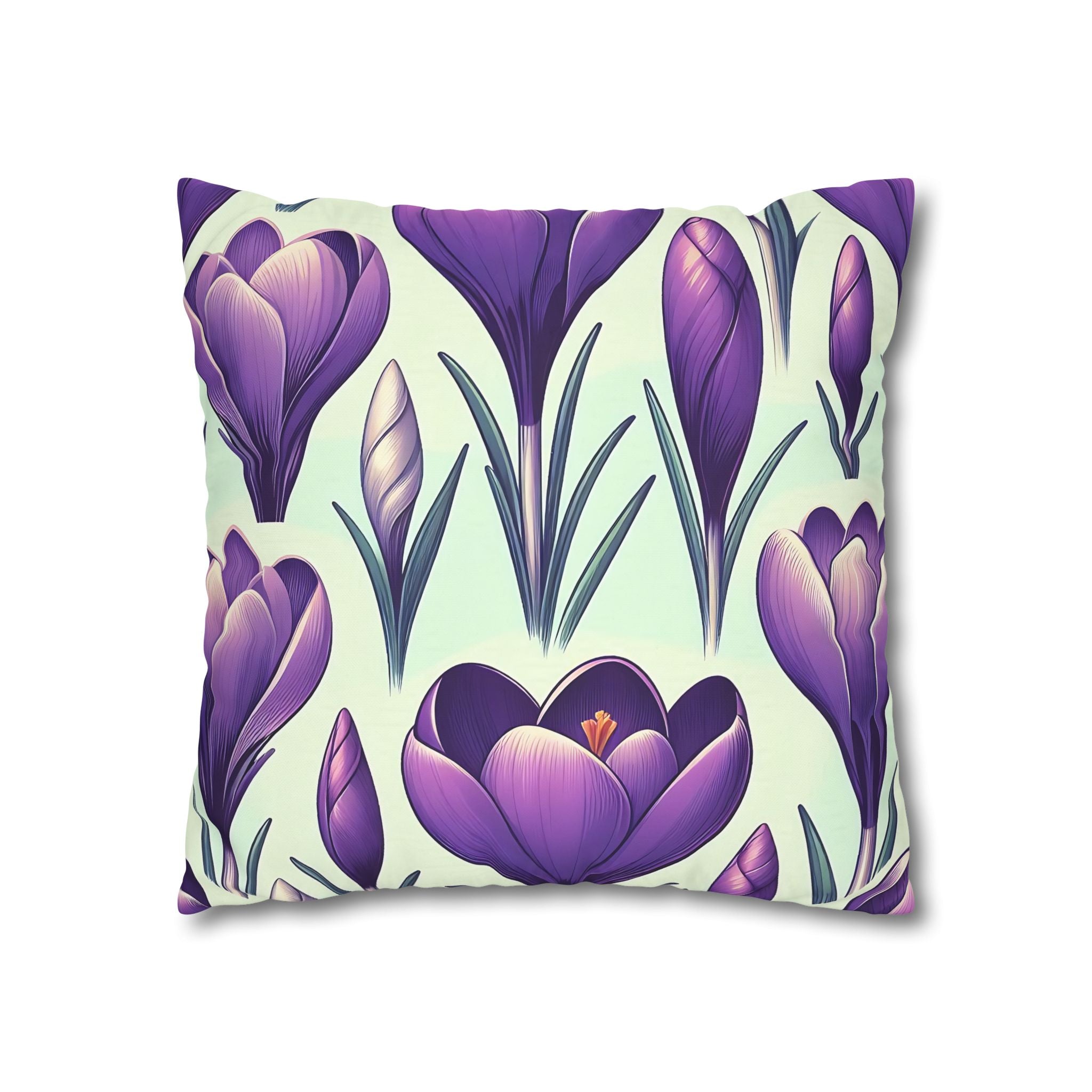 Purple Crocus Floral Pillowcase