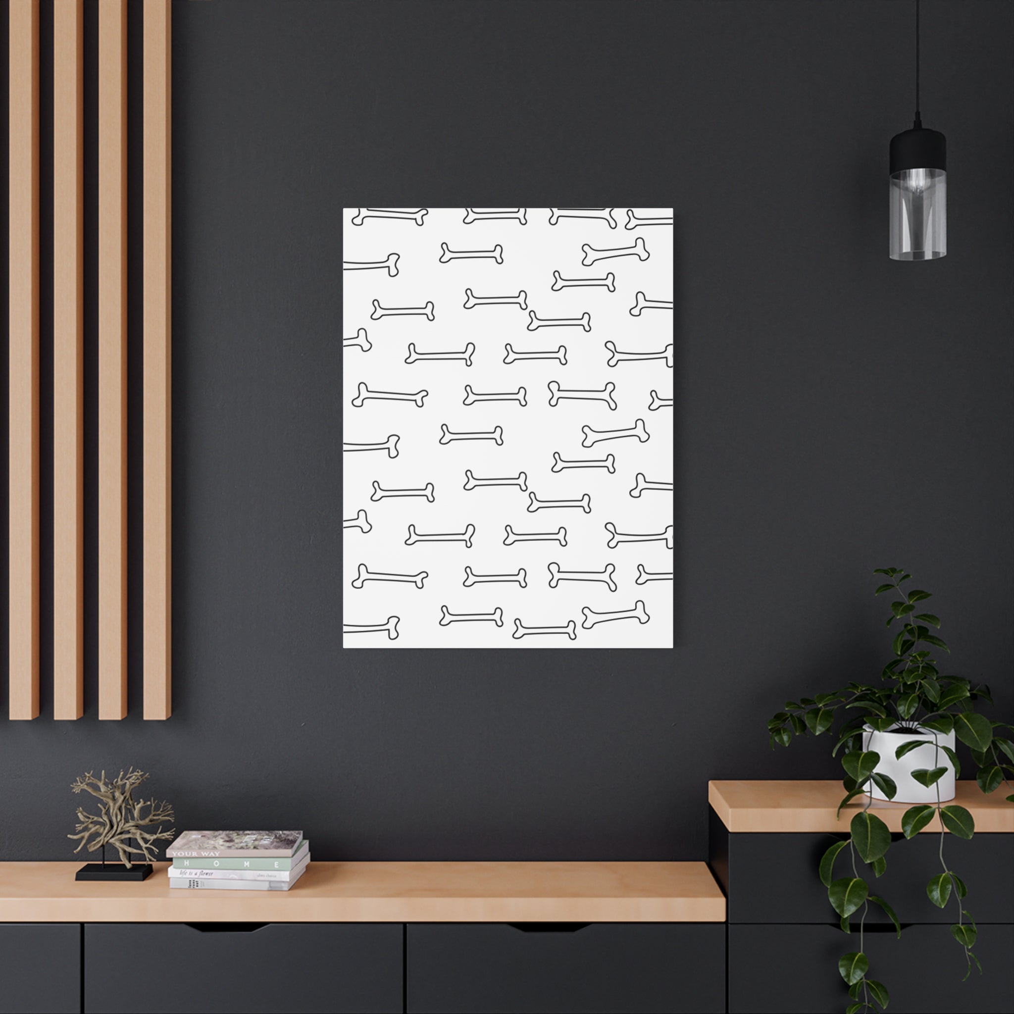 Minimalist Bone Pattern Matte Canvas Art