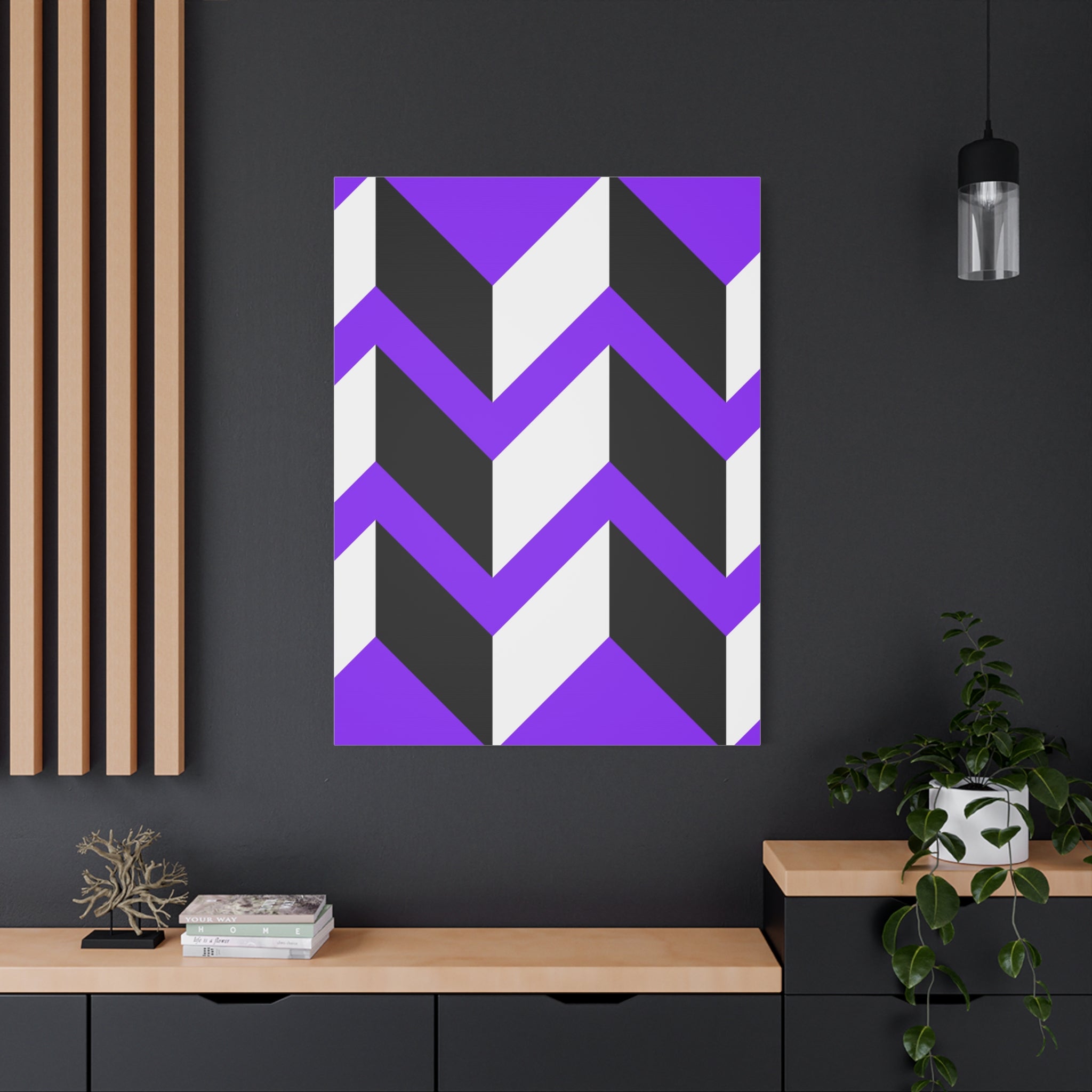 Purple Geometric Wave Canvas Art