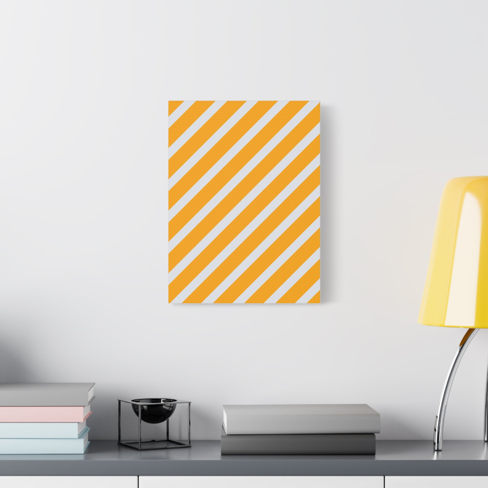 Orange & Gray Diagonal Stripe Canvas Art