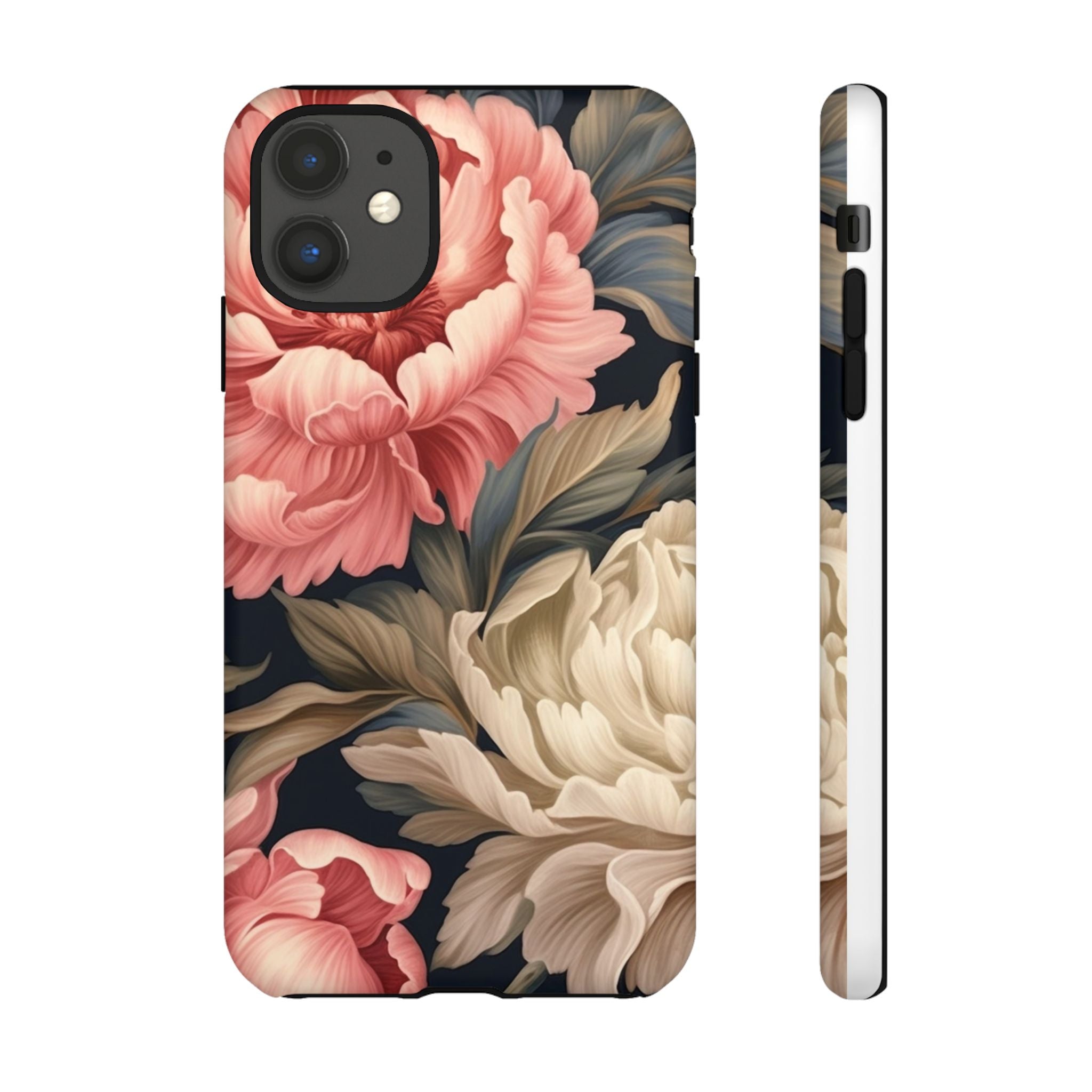 Blush Peony Floral iPhone Case - Hexagon Stone