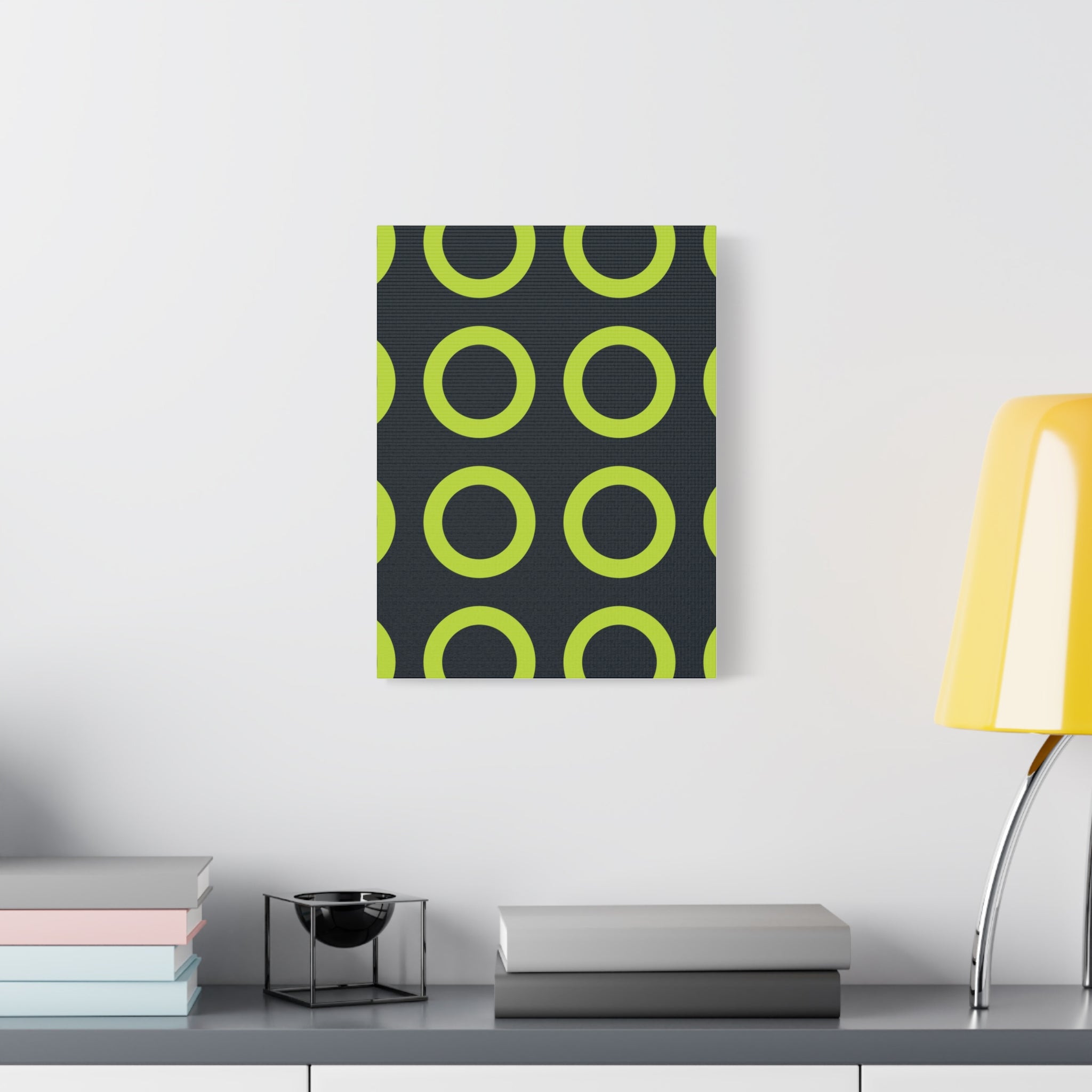 Lime Green Circle Canvas Art - Teal