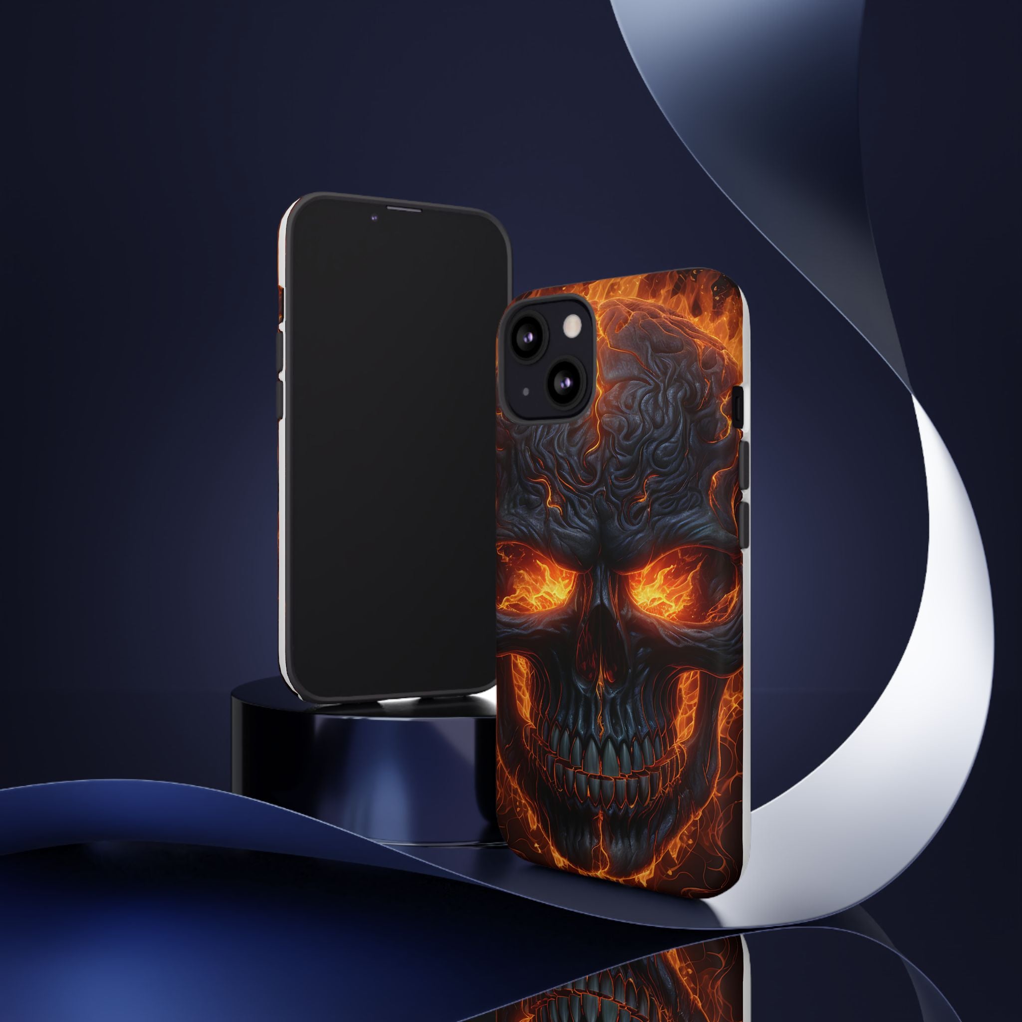 Fiery Skull Hexagon iPhone Case - Rugged Texture