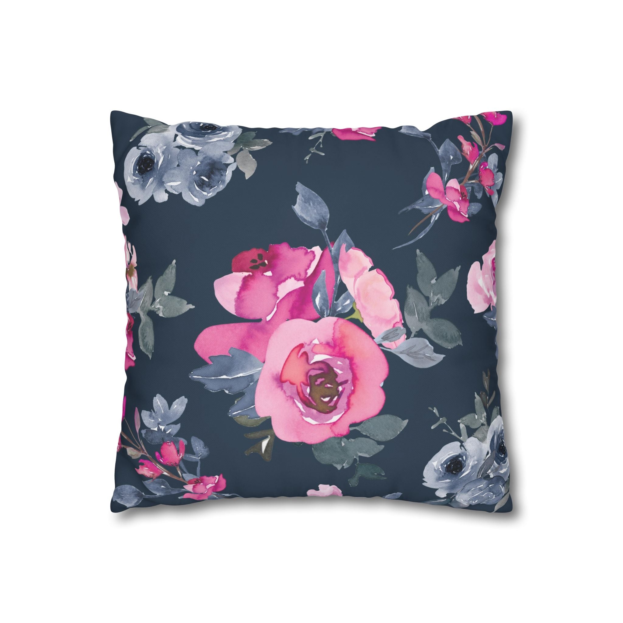 Teal Watercolor Floral Pillowcase