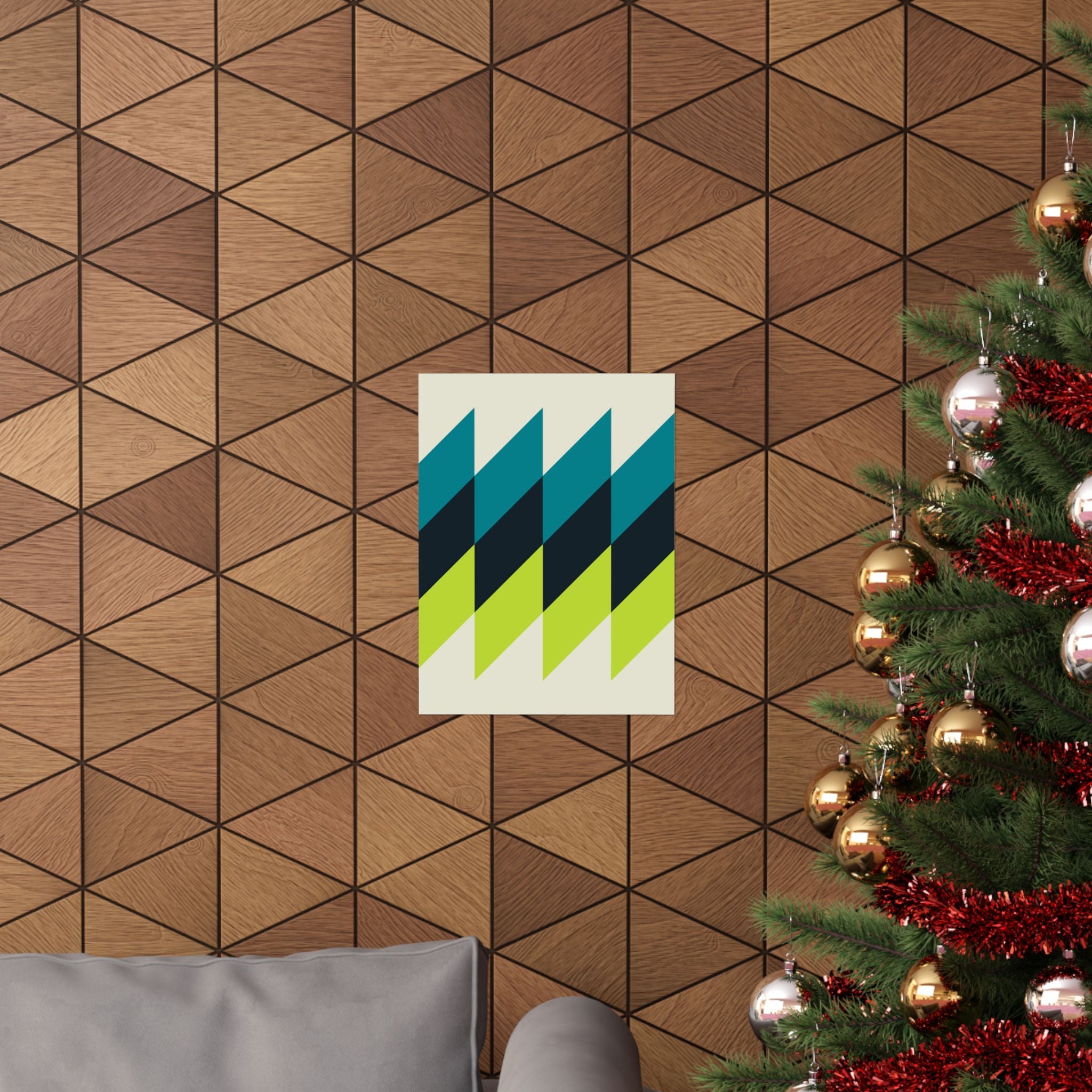 Geometric Teal & Lime Green Wave Poster