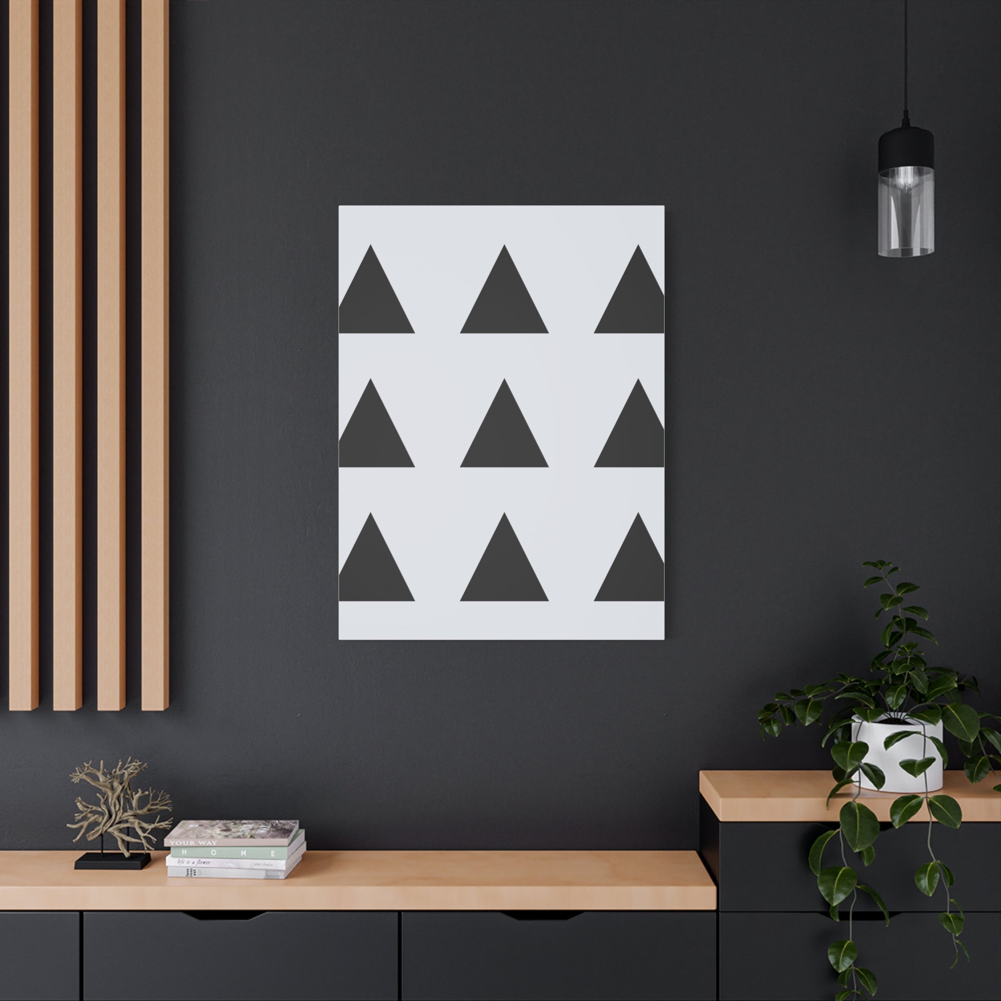 Geometric Black Triangle Canvas Art