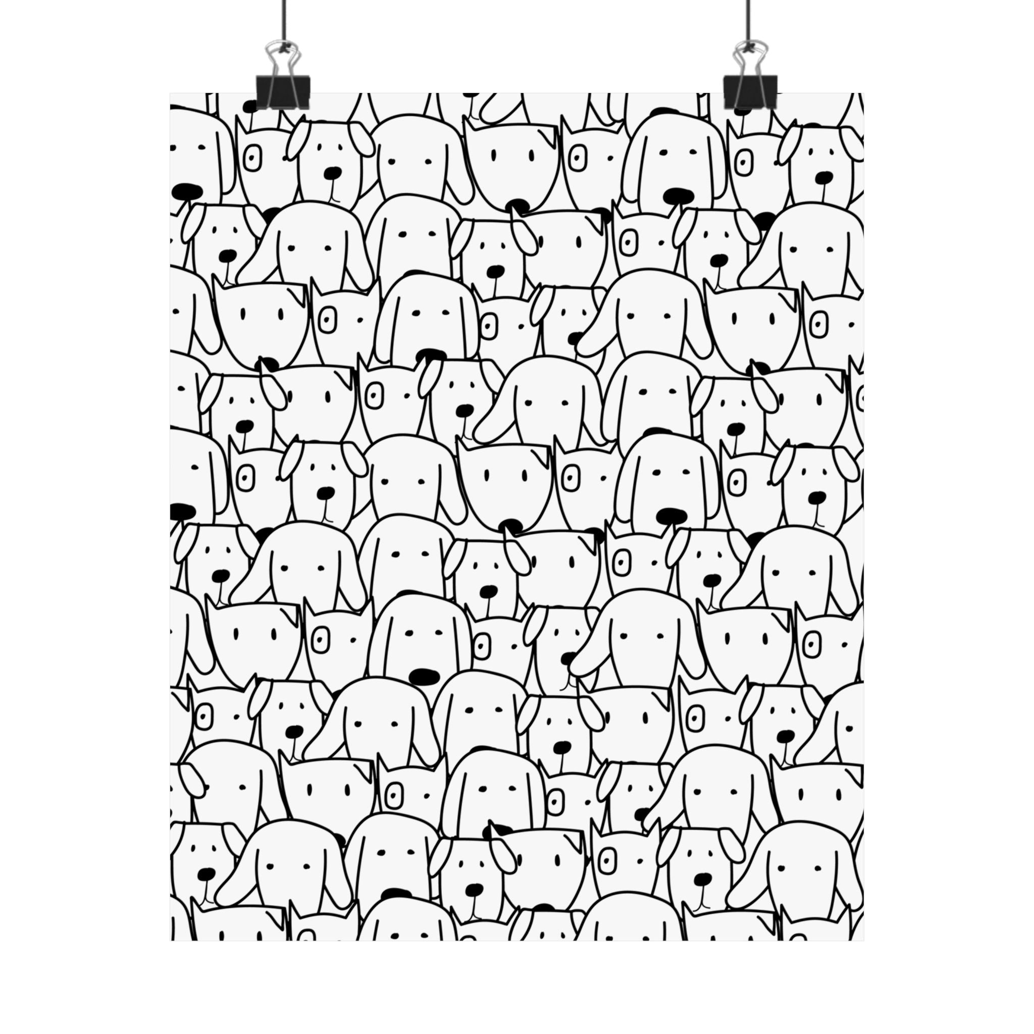 Cute Dog Faces Pattern Poster