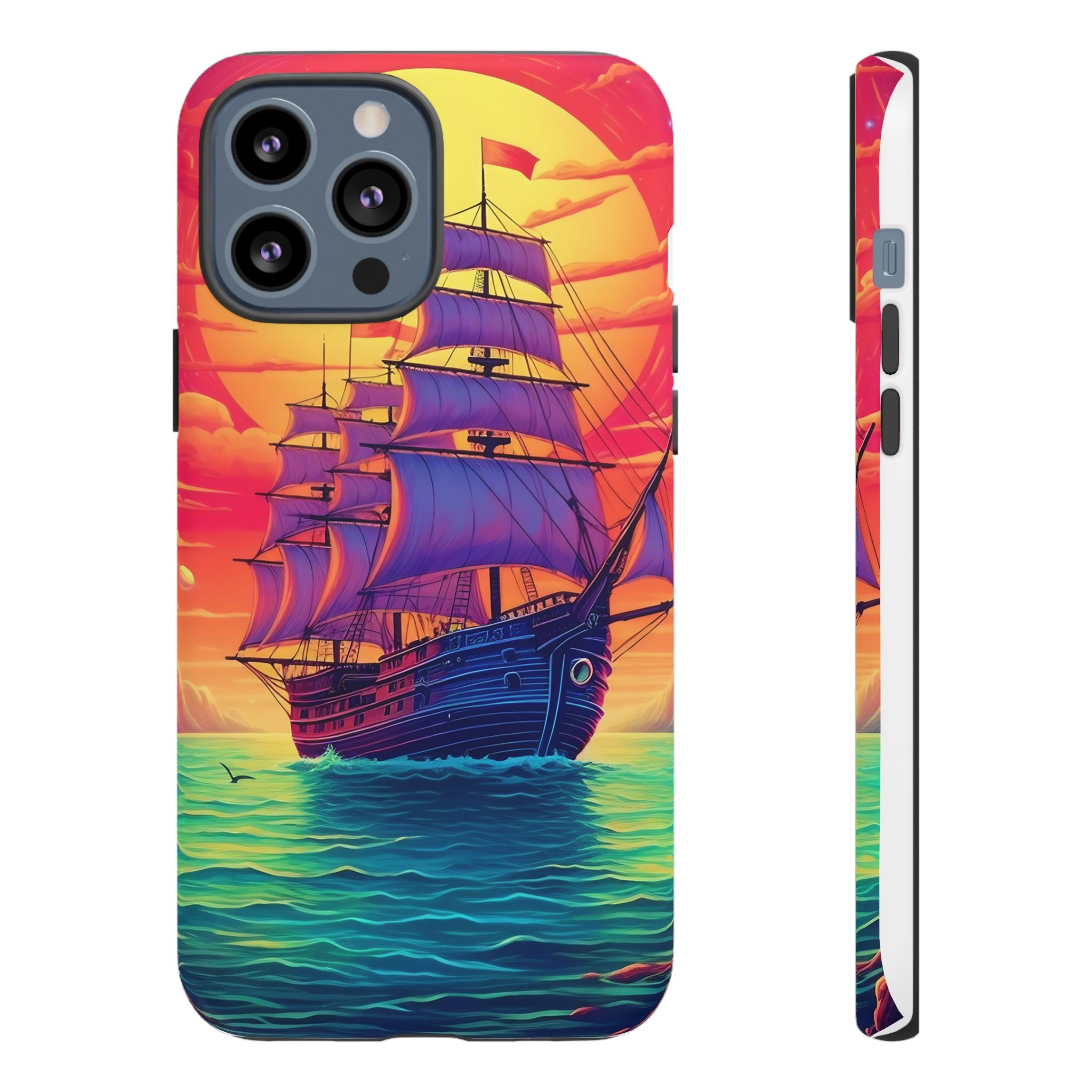 Sunset Galleon Hexagon Stone iPhone Case