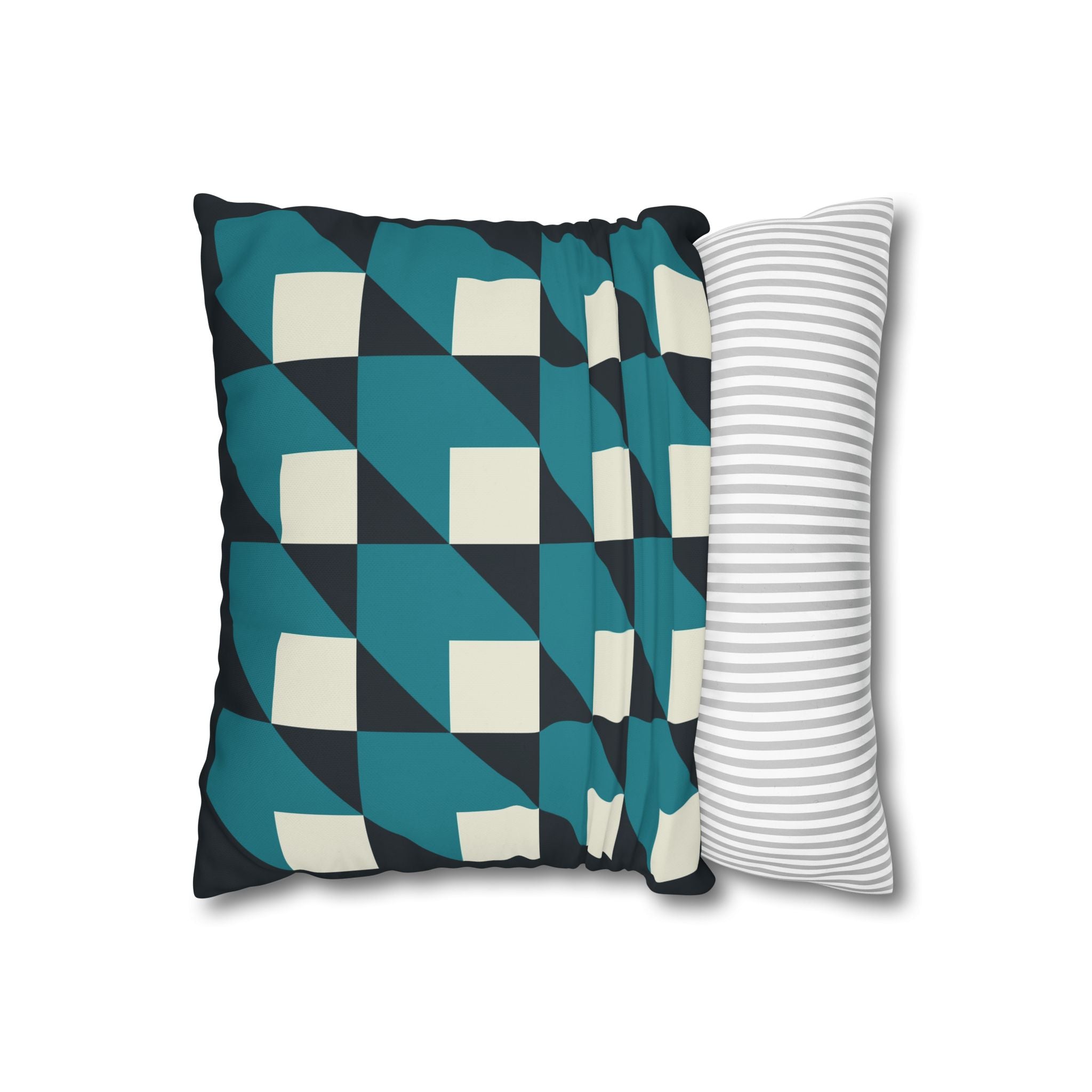 Geometric Teal & White Cube Pillowcase