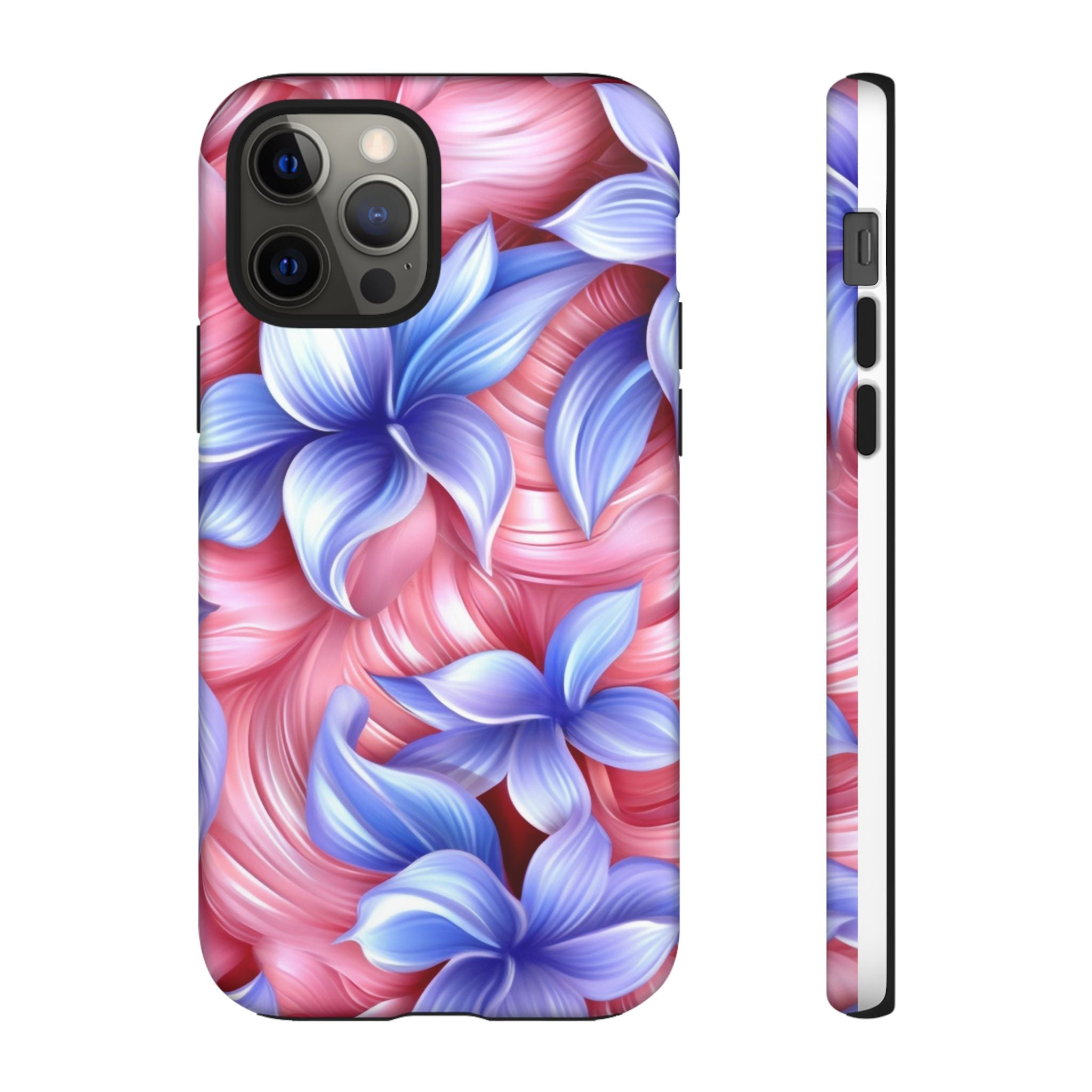 Dreamy Pink & Blue Floral iPhone Case - Hexagon Stone