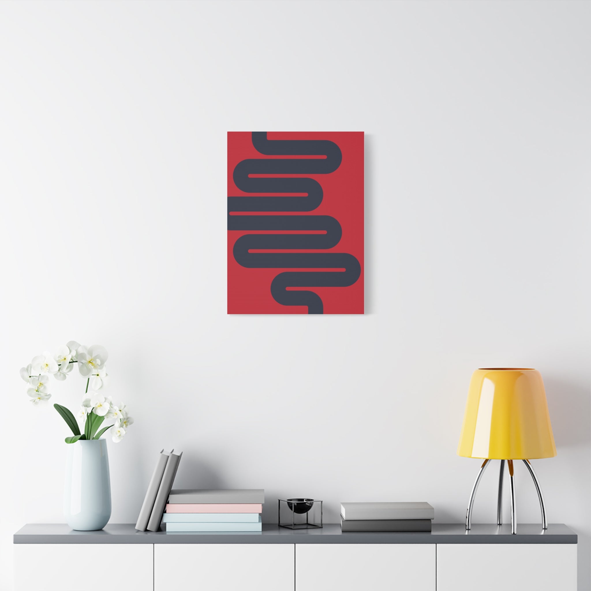 Abstract Intestines Art - Red & Blue Canvas