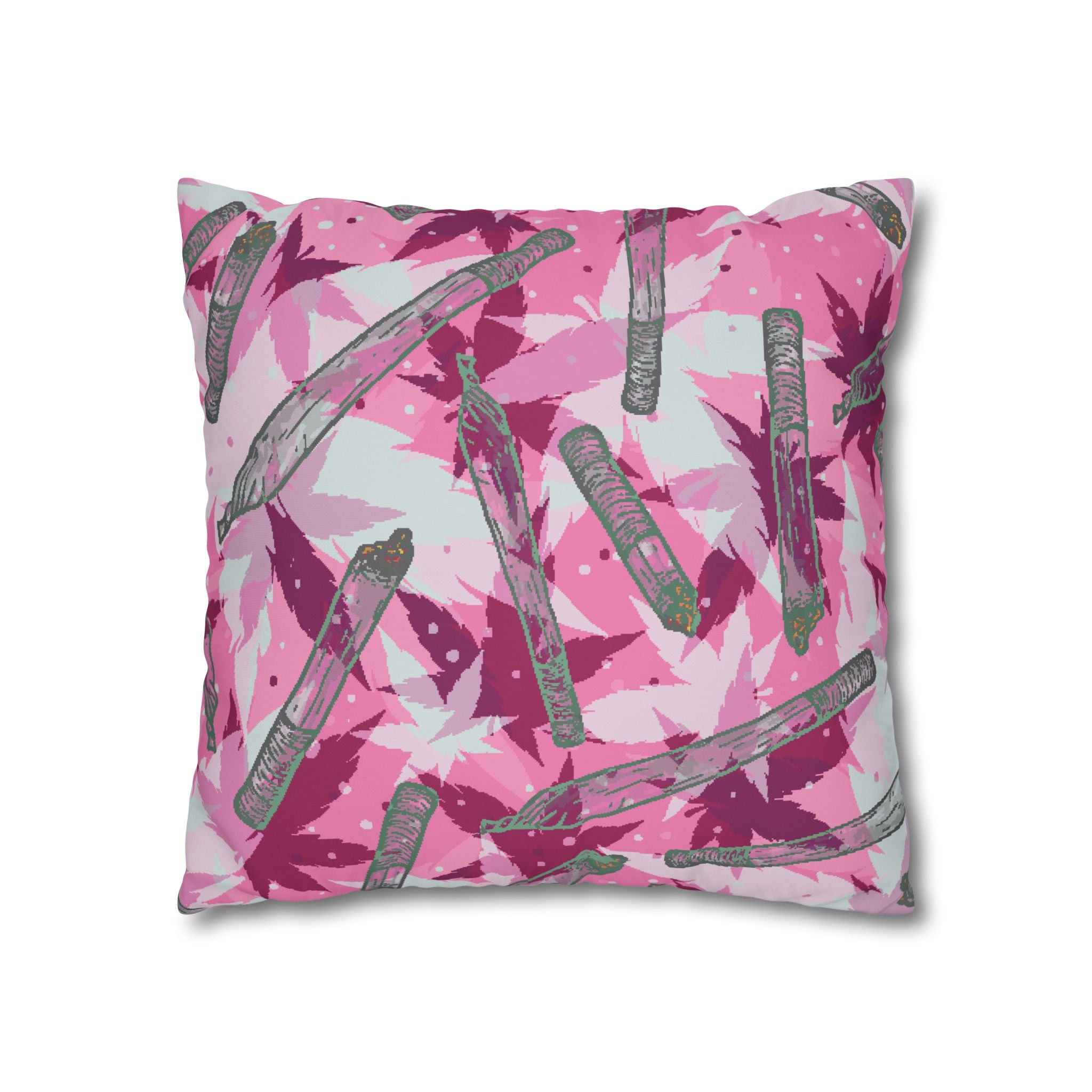 Pink Cannabis Leaf & Joint Pillowcase